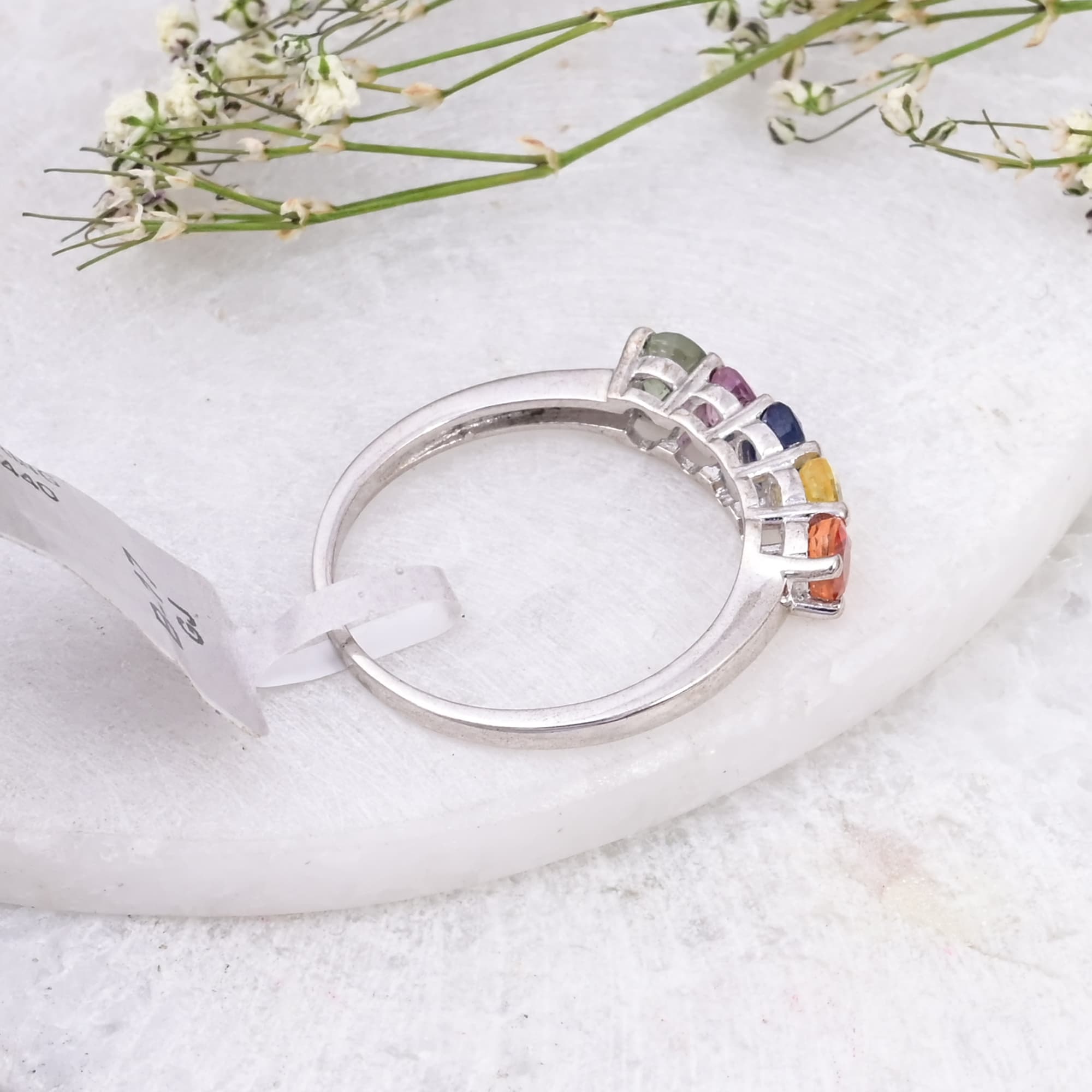Rainbow Sapphire Five Stone Ring