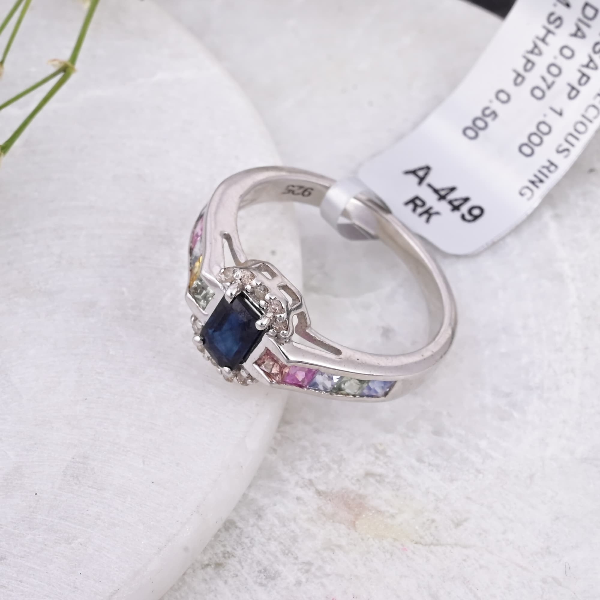 Royal Blue Sapphire Halo Ring alternate view