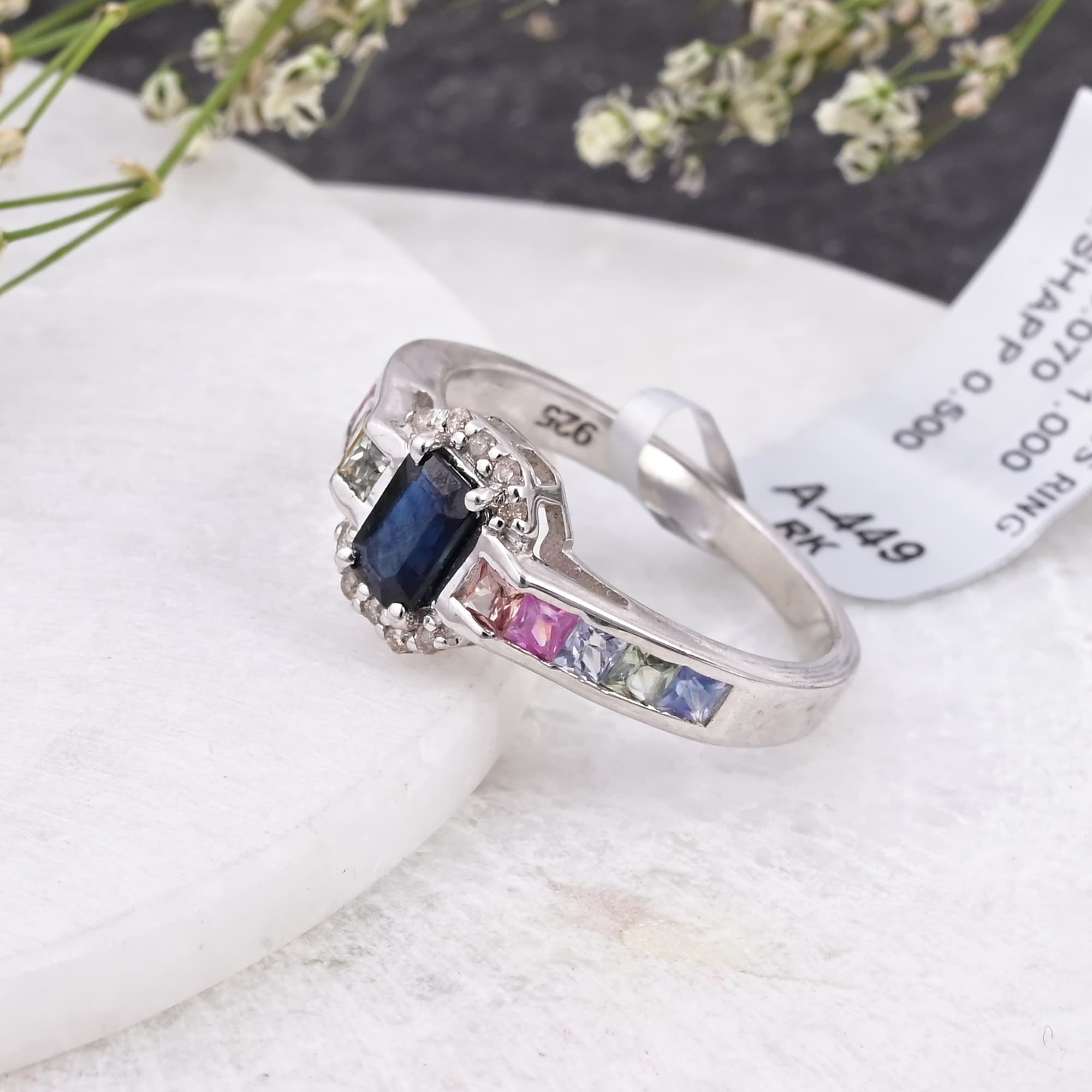 Royal Blue Sapphire Halo Ring