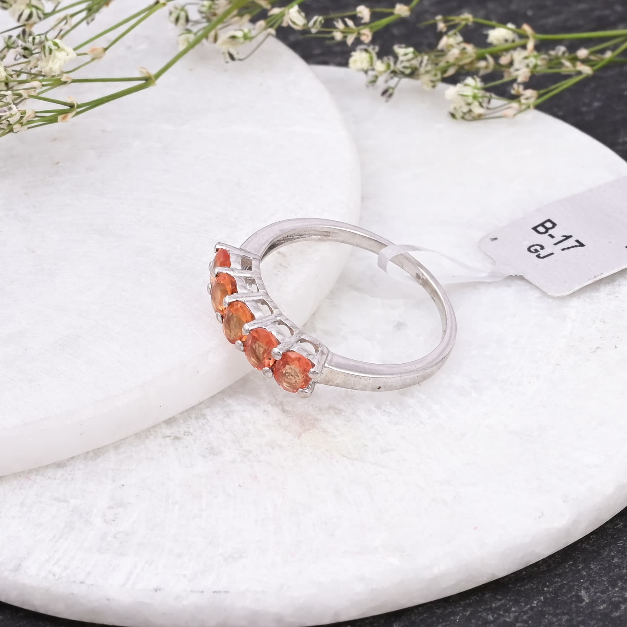 Sunset Glow Orange Sapphire Band Ring alternate view