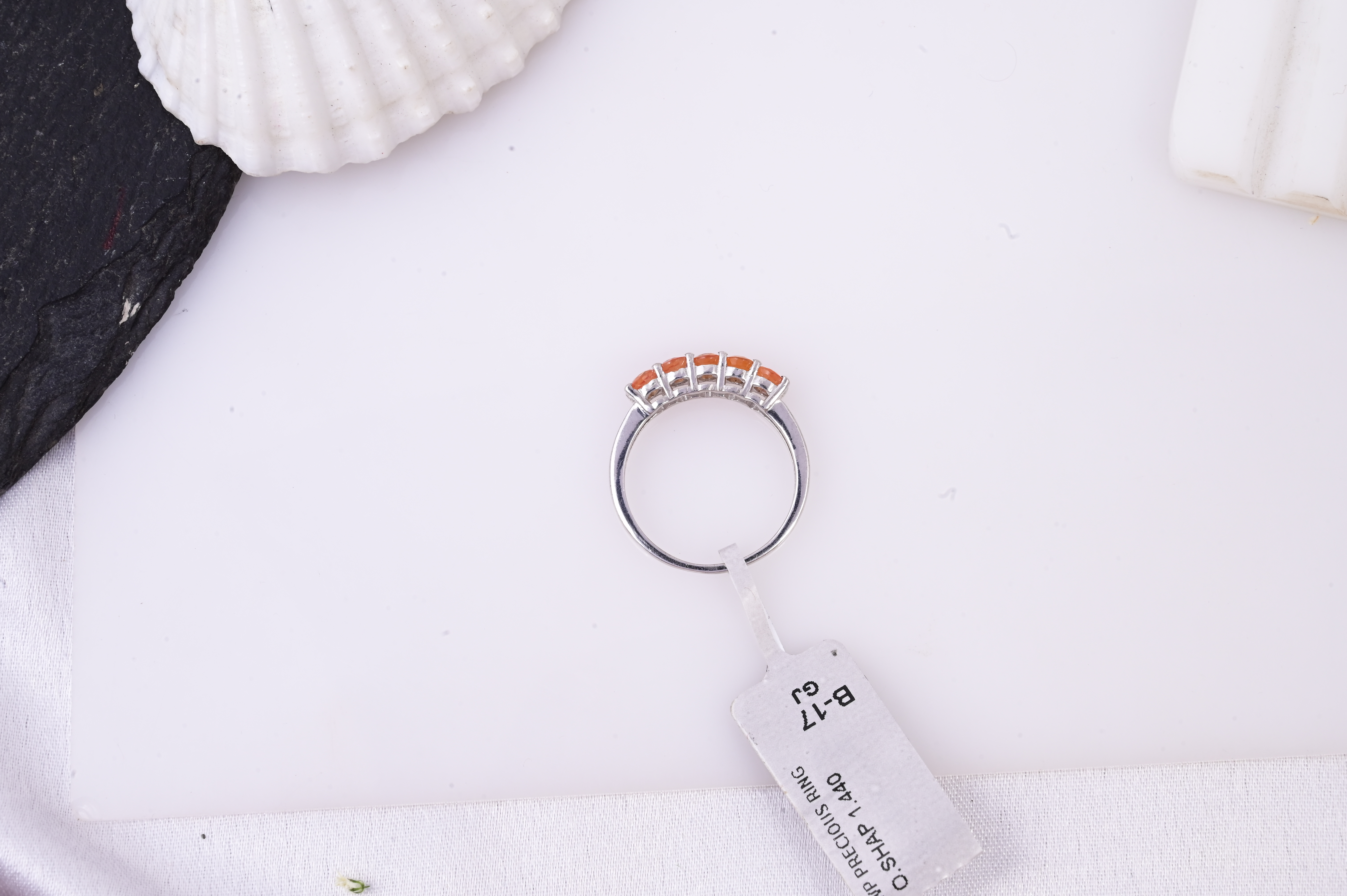 Sunset Glow Orange Sapphire Band Ring