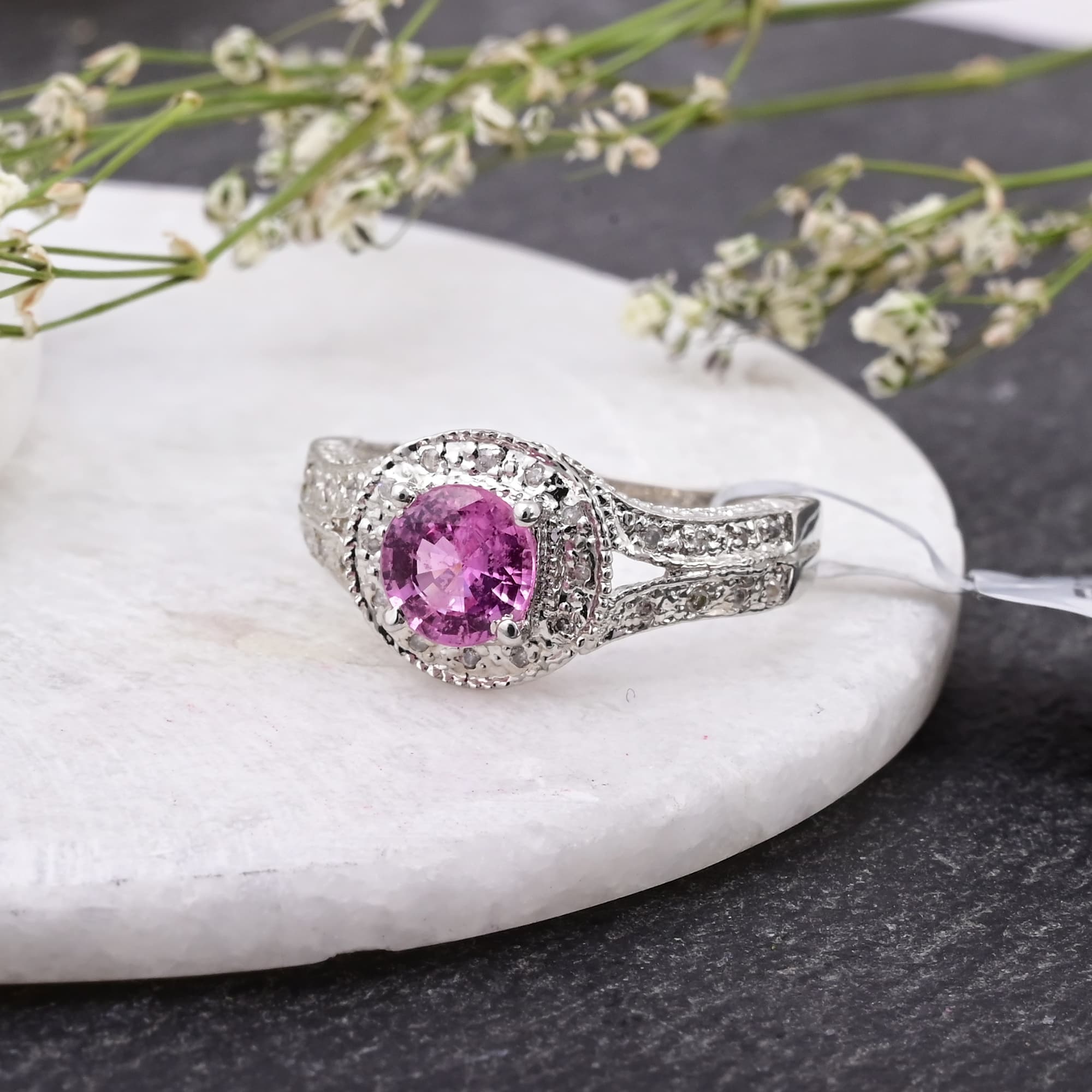 Blush Radiance Pink Sapphire Halo Ring