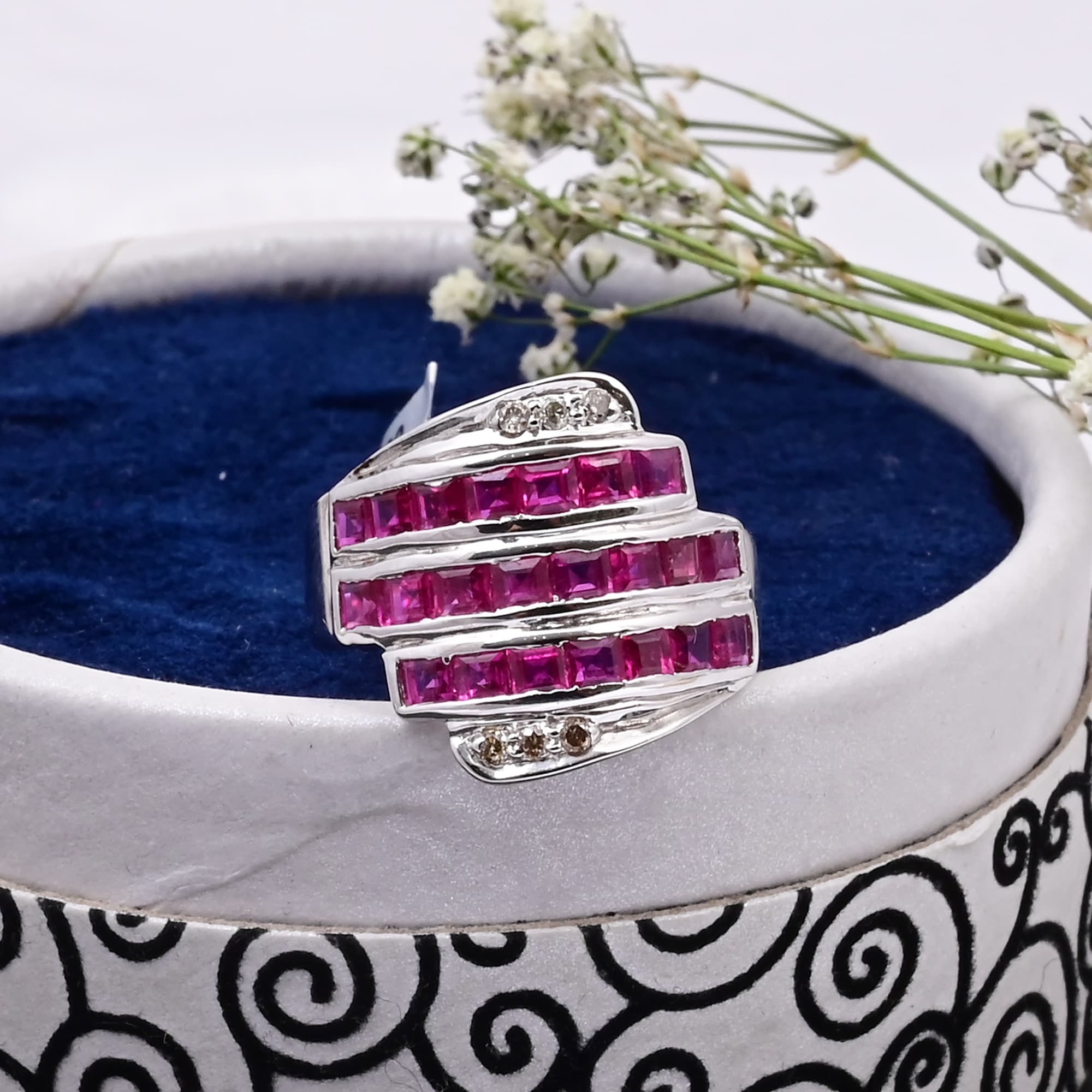 Crimson Cascade Ruby Ring alternate view