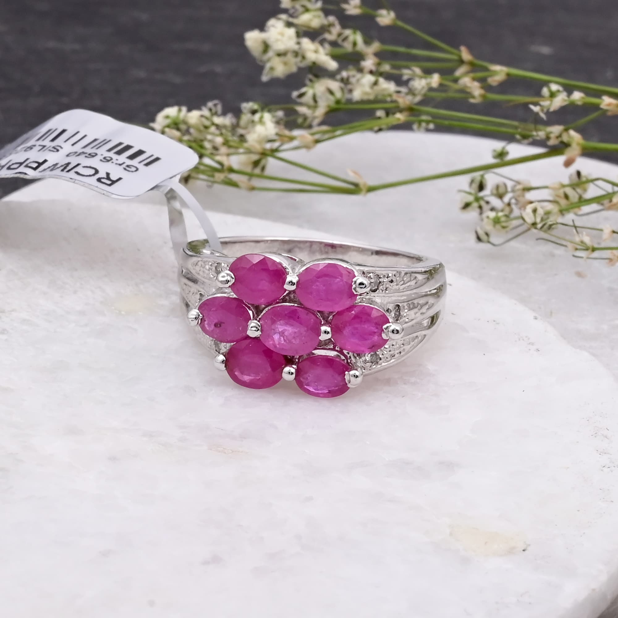 Ruby Petal Cluster Ring