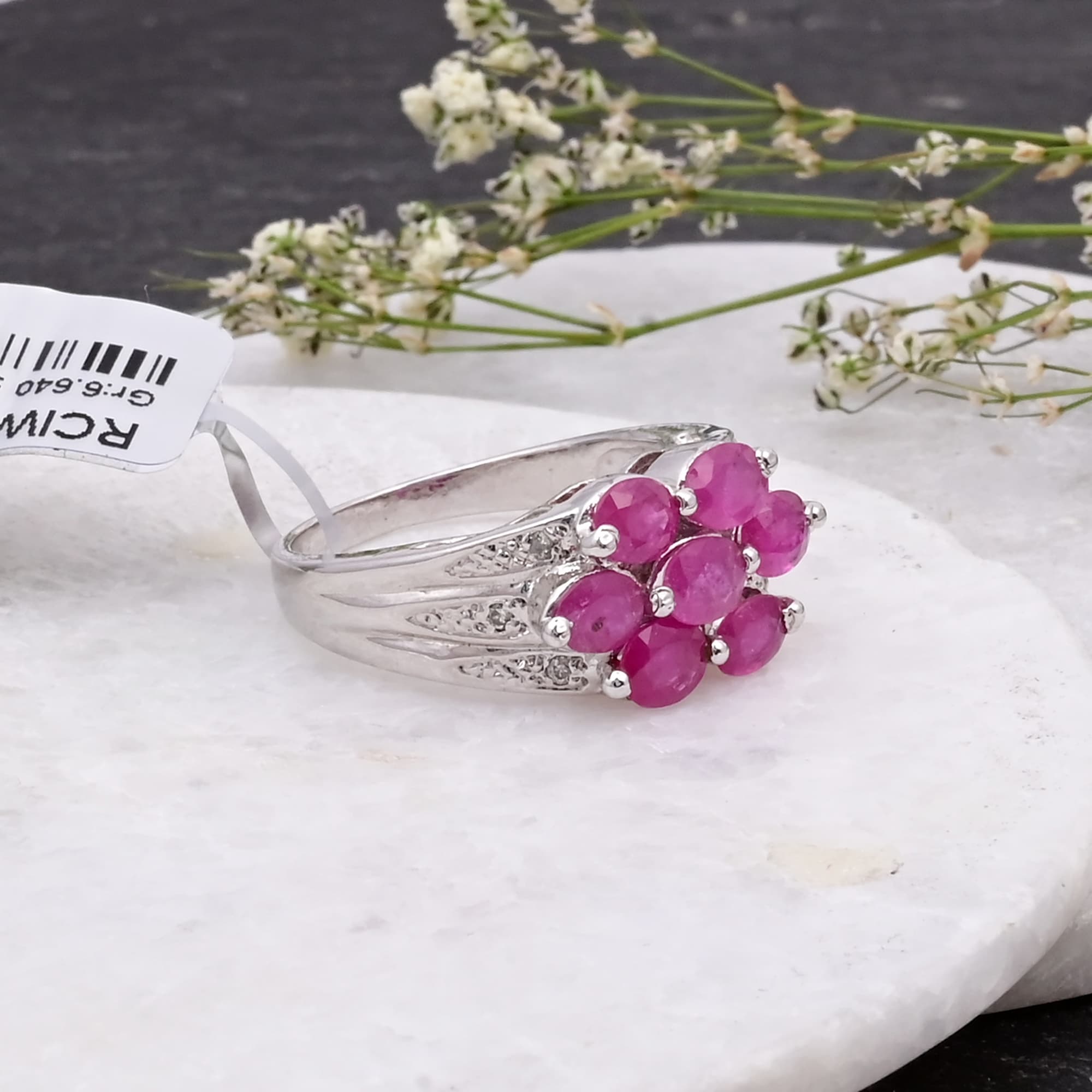 Ruby Petal Cluster Ring alternate view