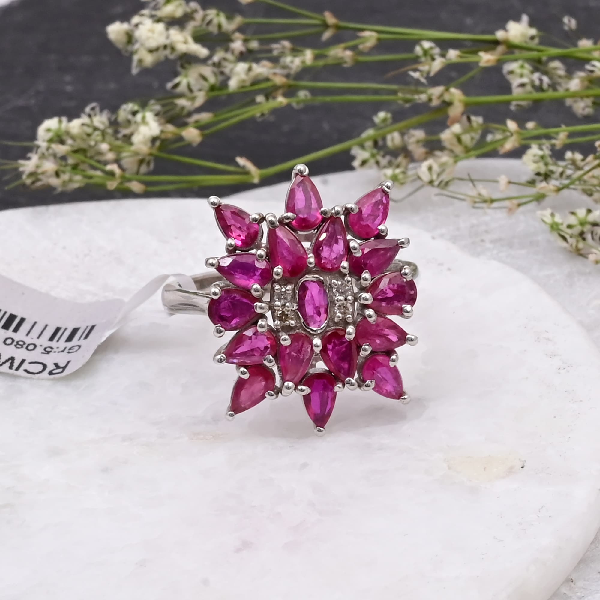 Ruby Starburst Diamond Ring