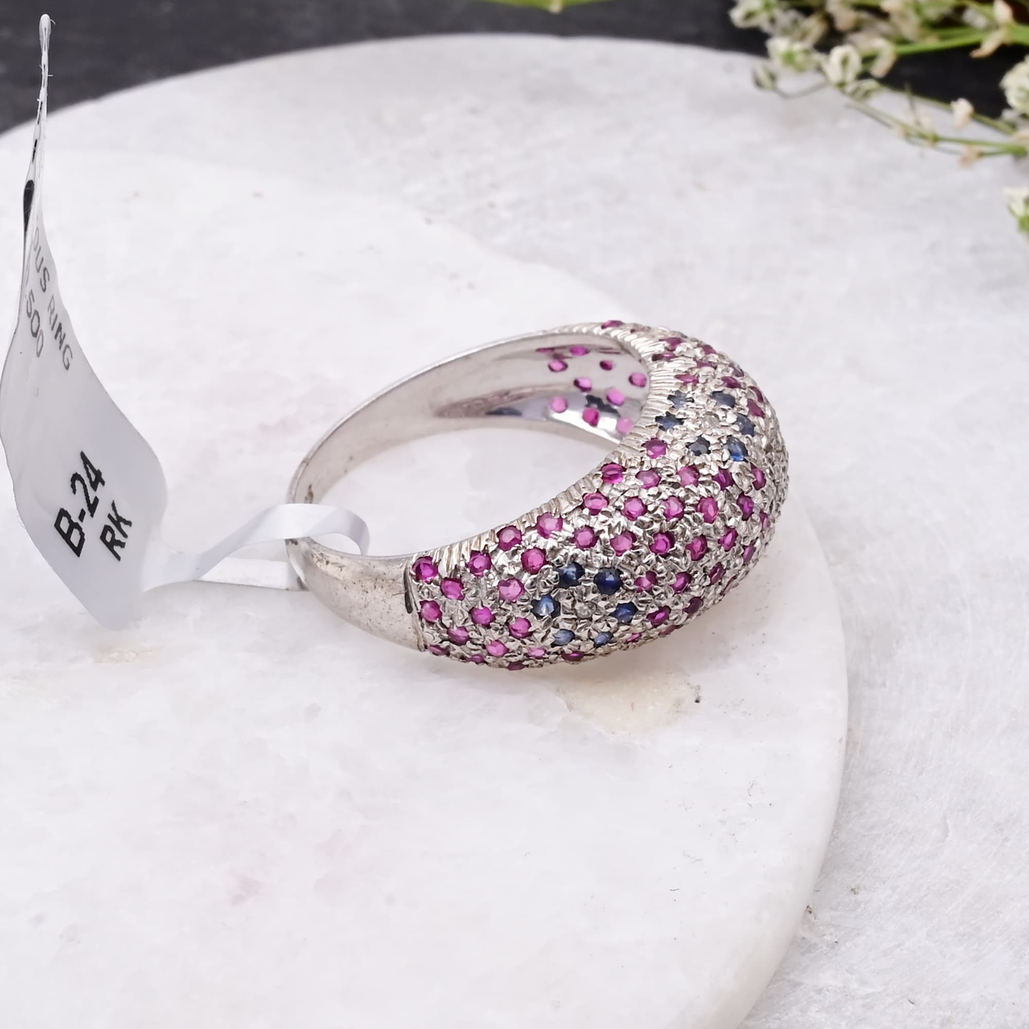 Celestial Pavé Ruby & Blue Sapphire Ring