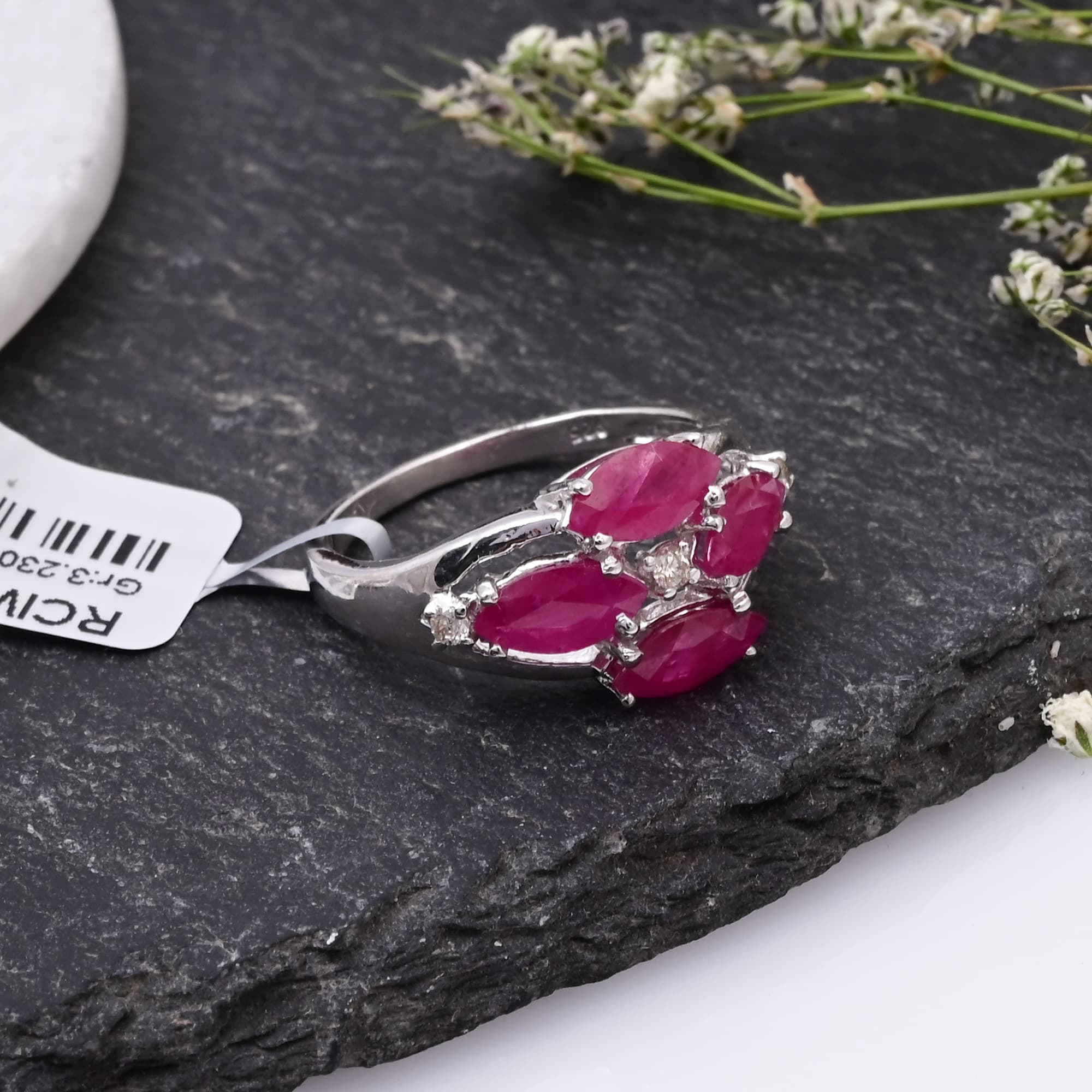 Ruby Petal Diamond Bloom Ring