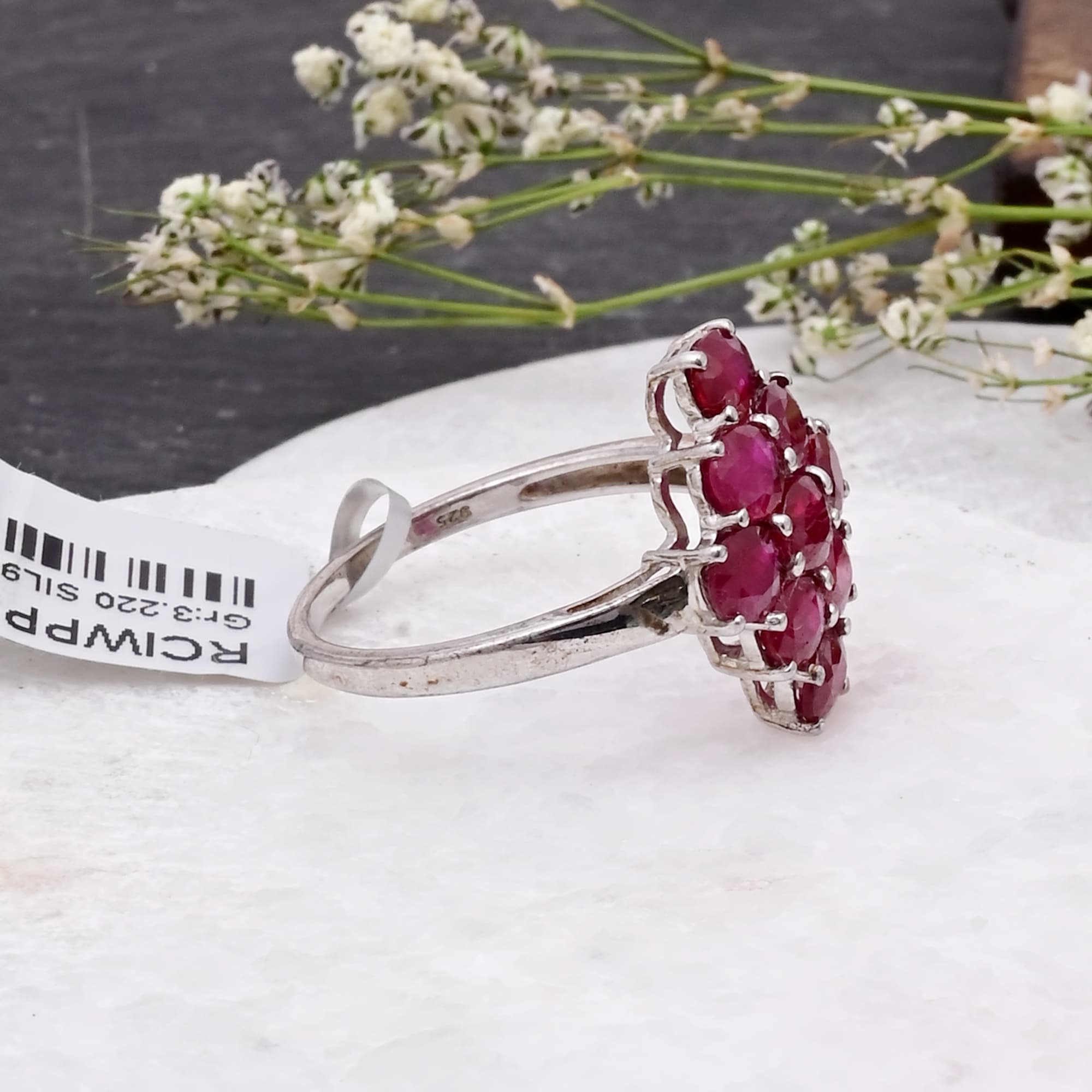 Crimson Ruby Cluster Ring alternate view