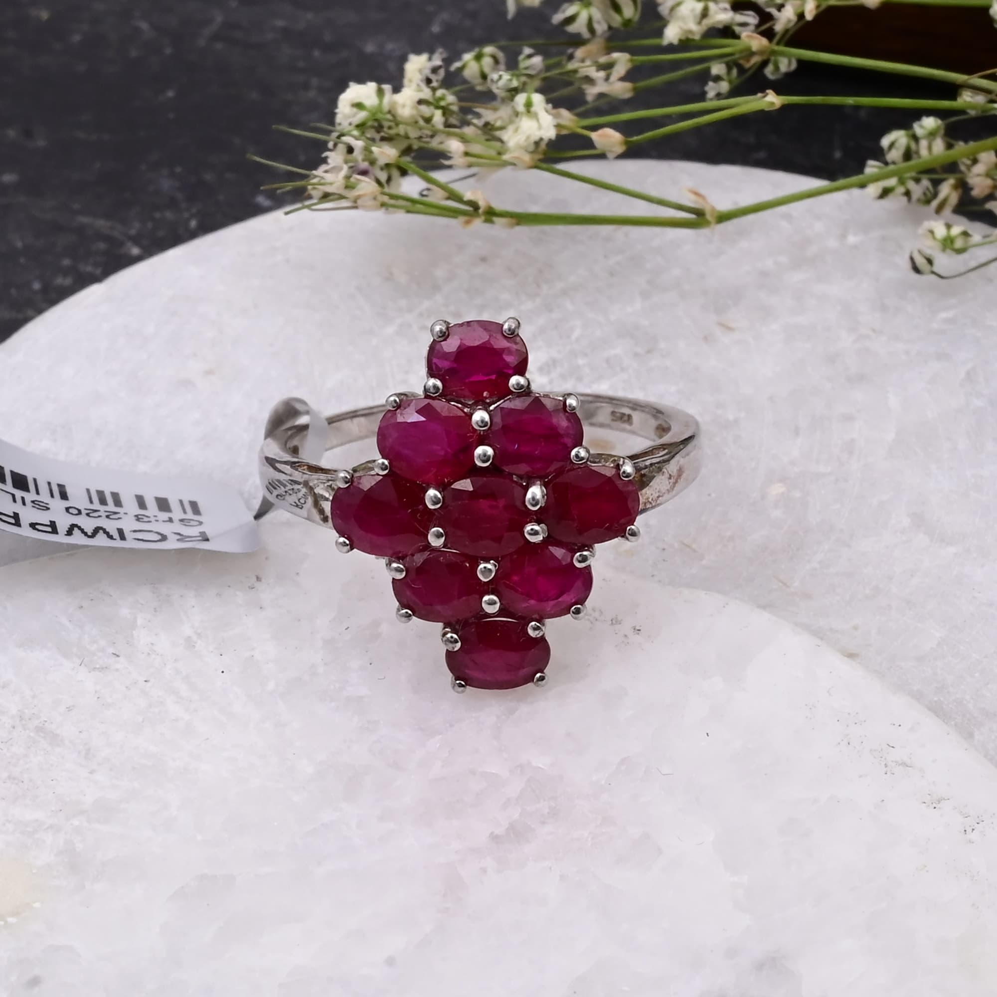 Crimson Ruby Cluster Ring