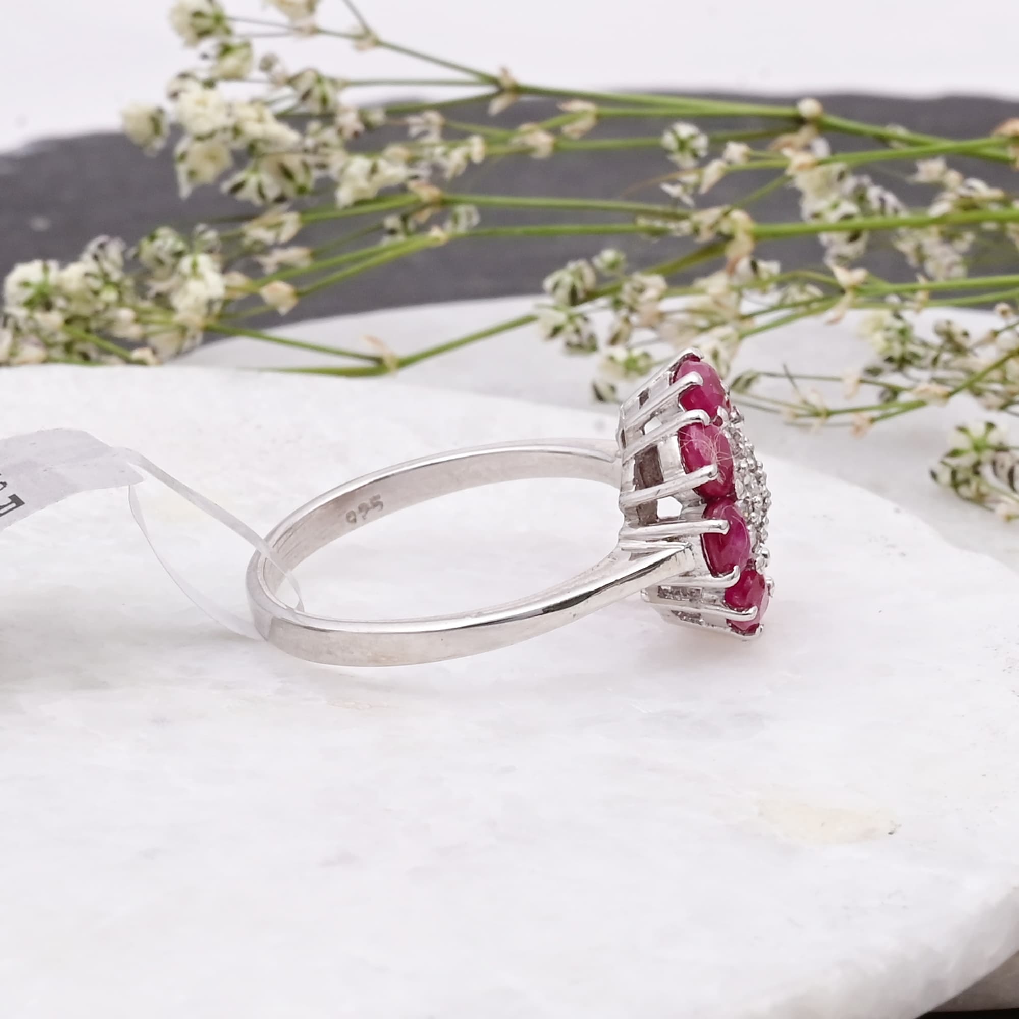 Ruby Blossom Halo Ring