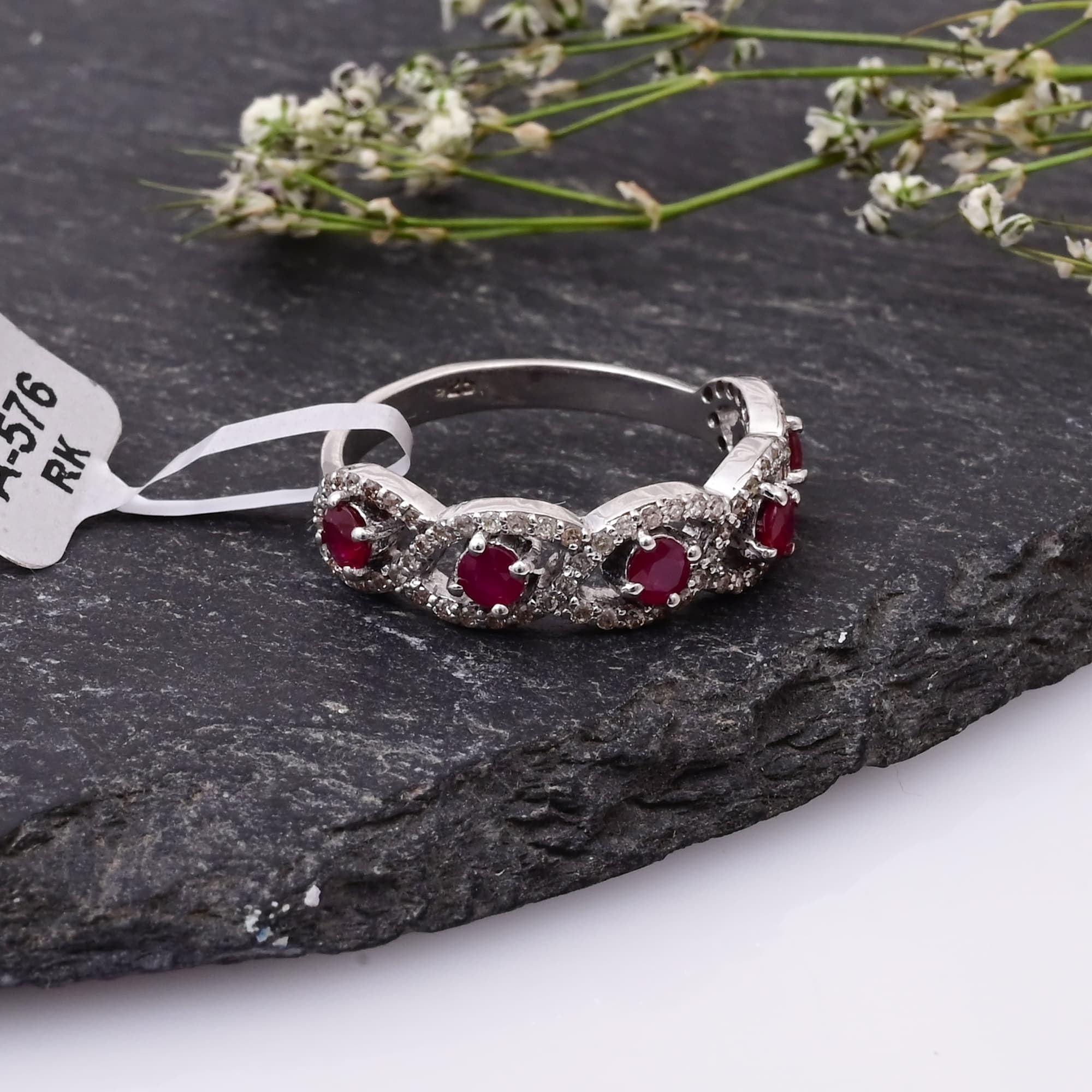 Ruby Infinity Halo Band Ring