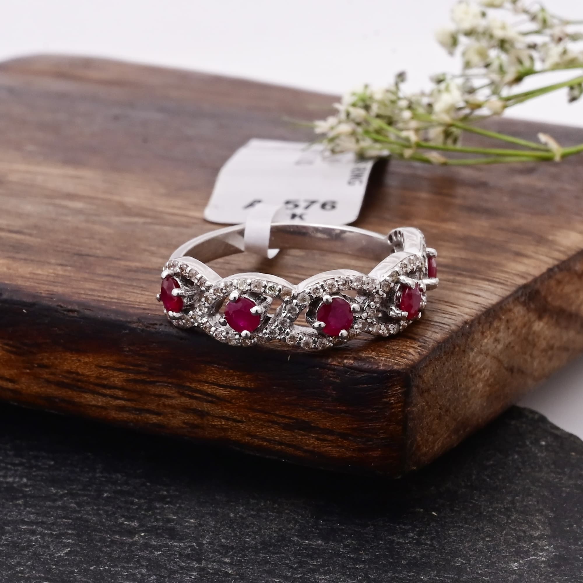 Ruby Infinity Halo Band Ring