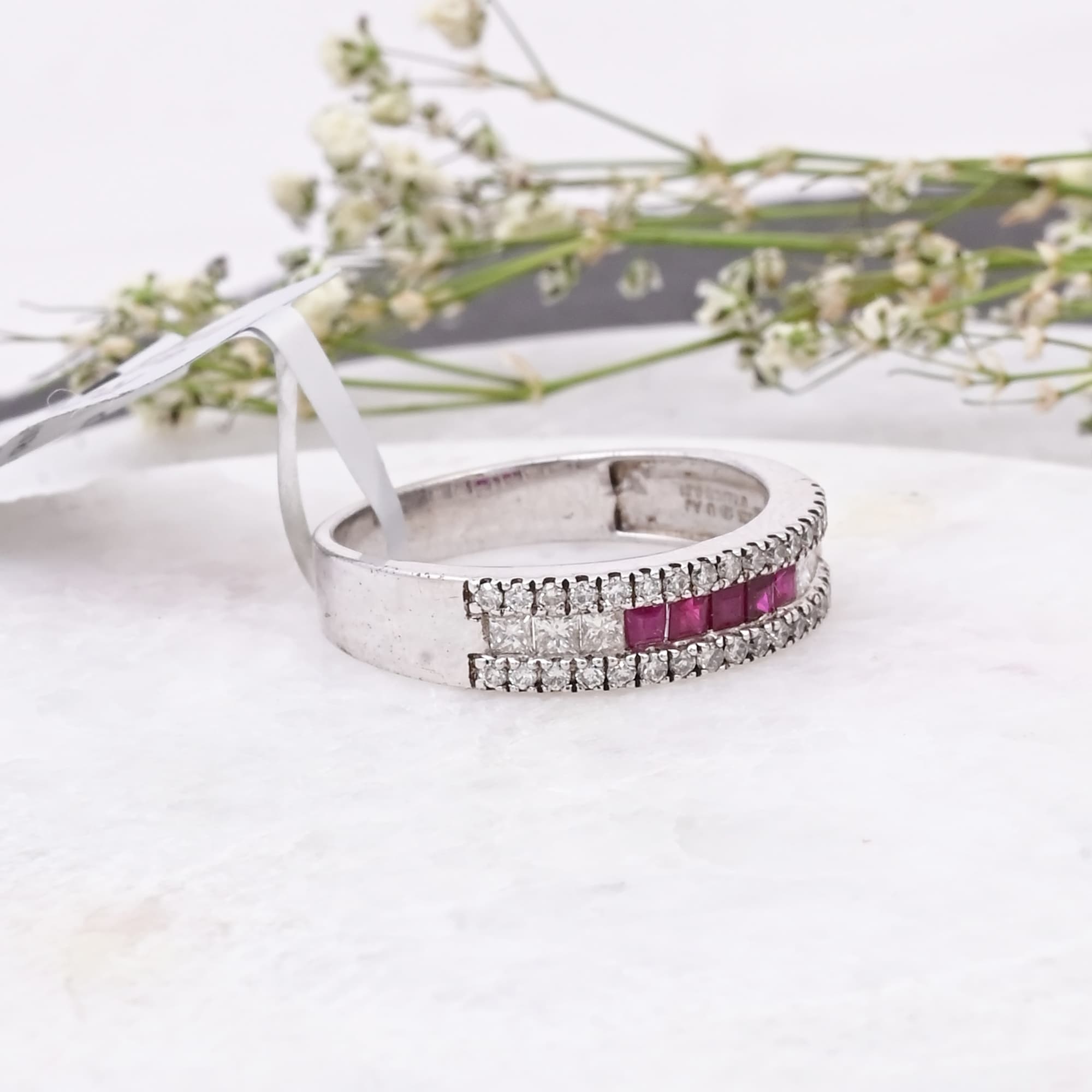Ruby Diamond Bar Ring alternate view