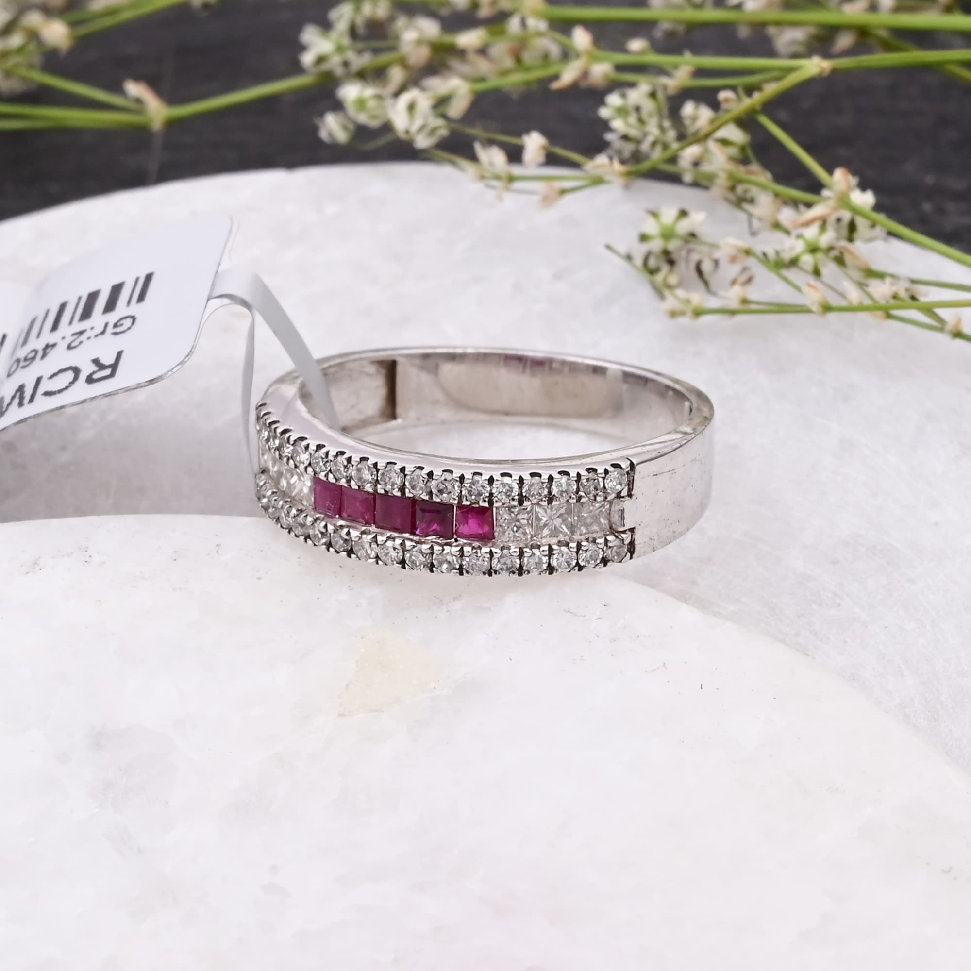 Ruby Diamond Bar Ring