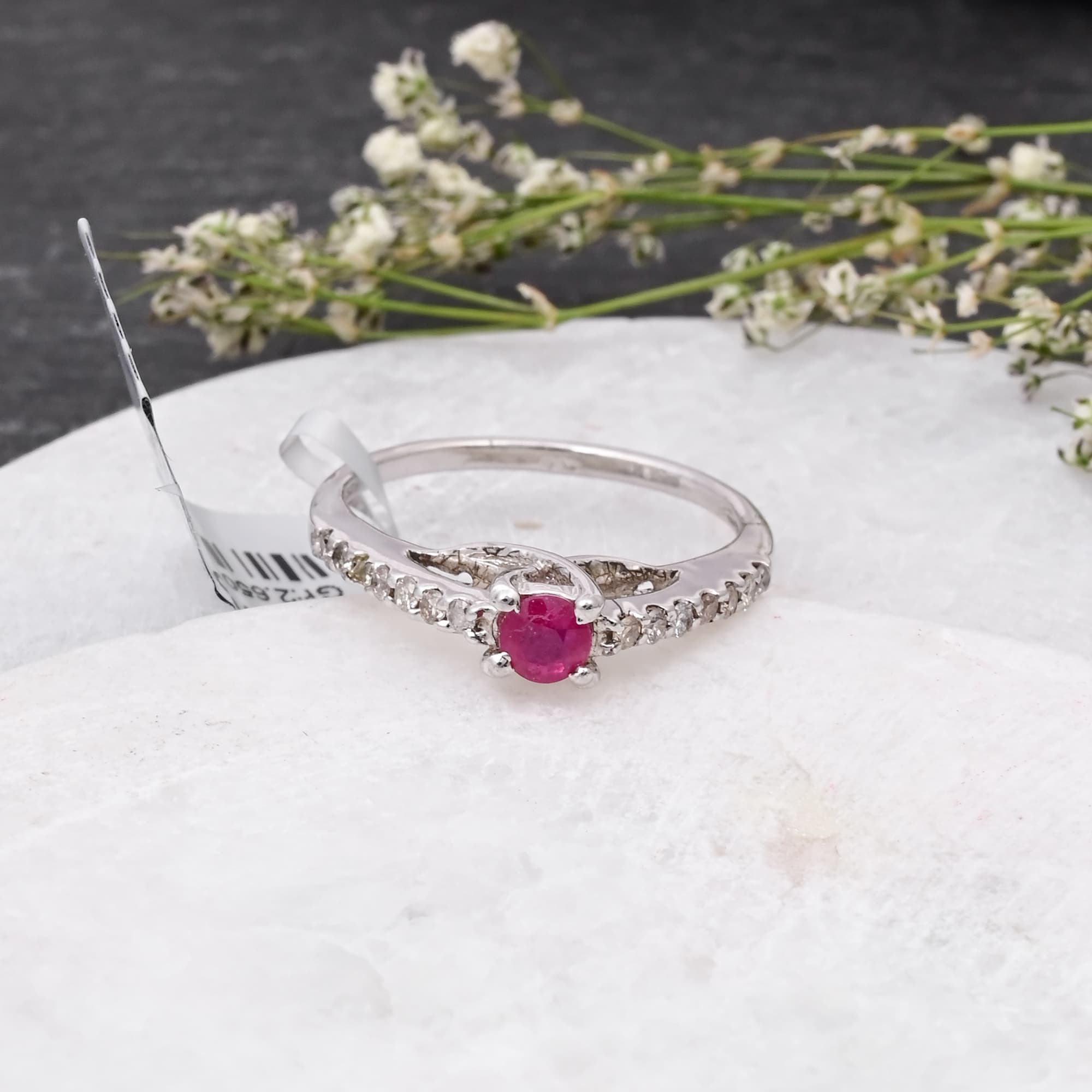 Ruby Solitaire Twist Ring
