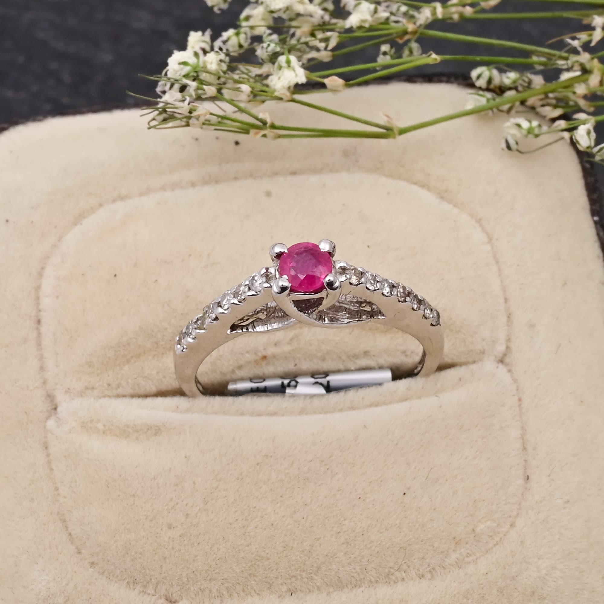 Ruby Solitaire Twist Ring alternate view