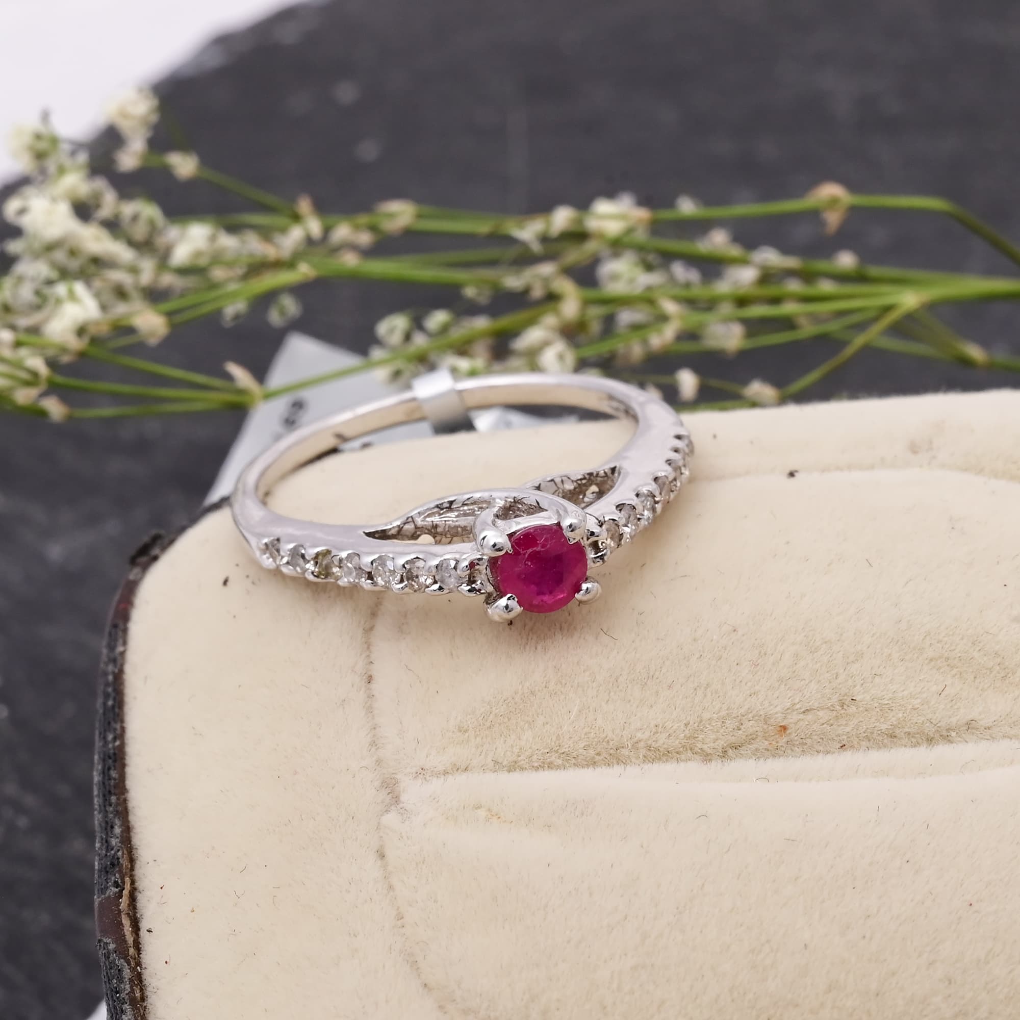 Ruby Solitaire Twist Ring