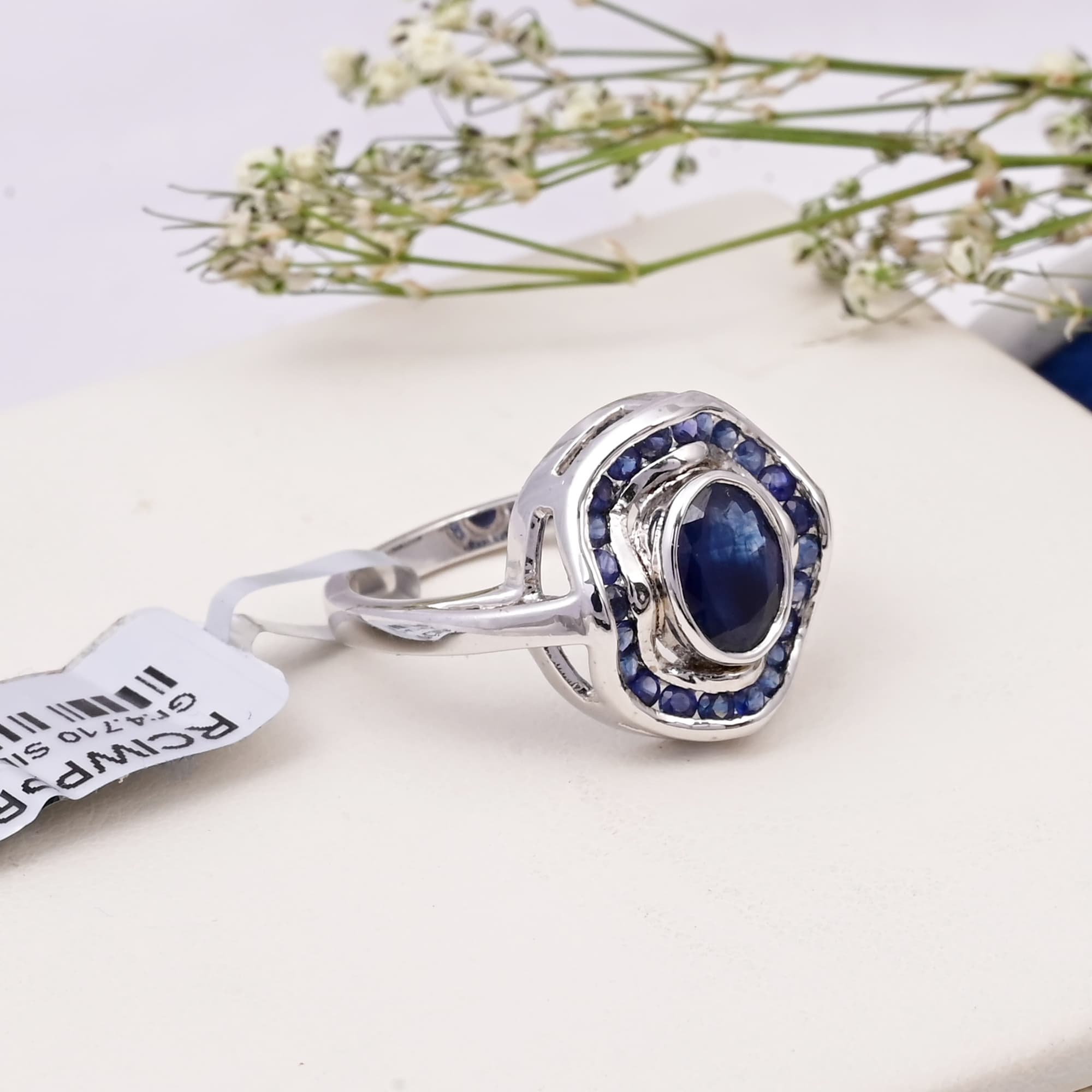Midnight Halo Blue Sapphire Ring