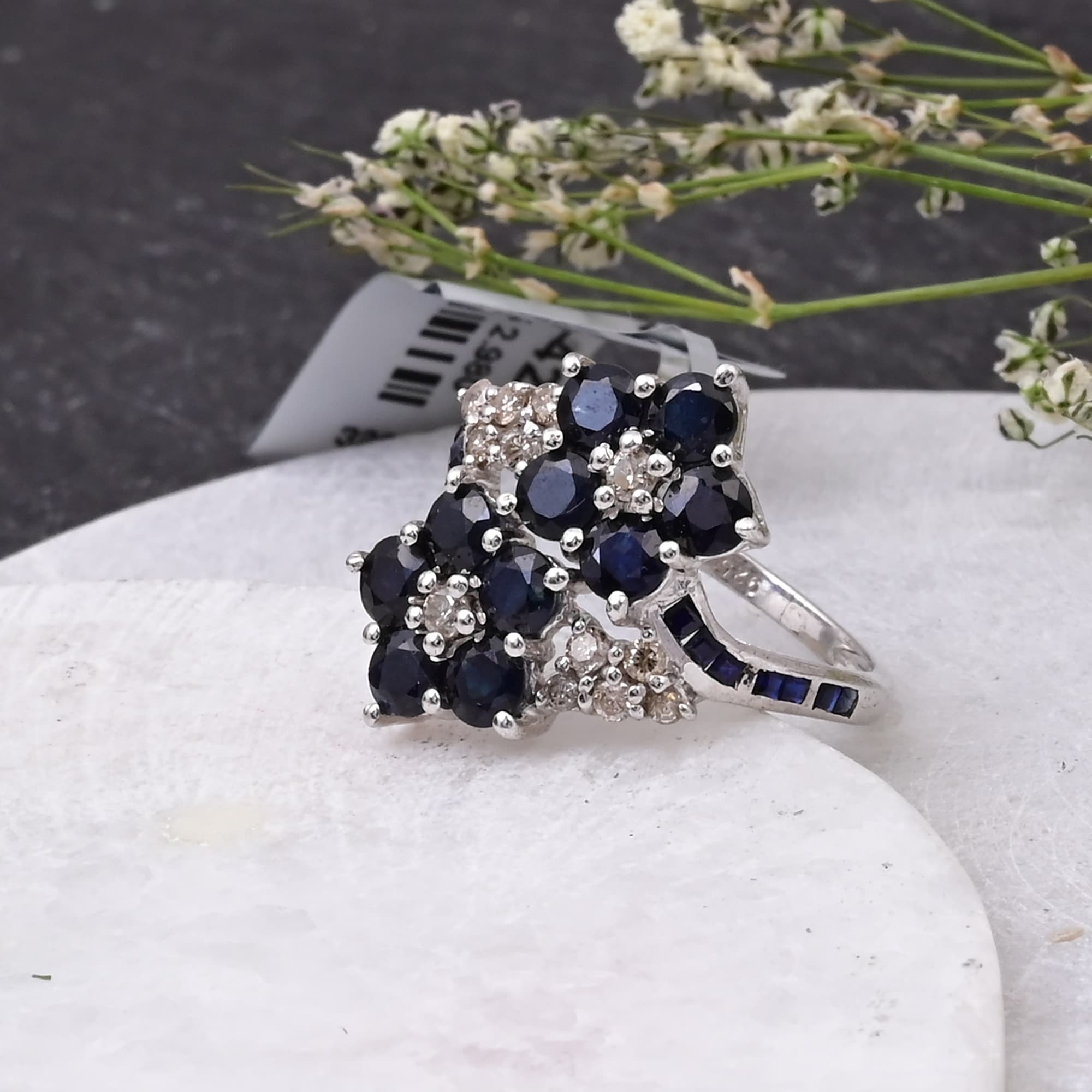 Twilight Sapphire Blossom Ring