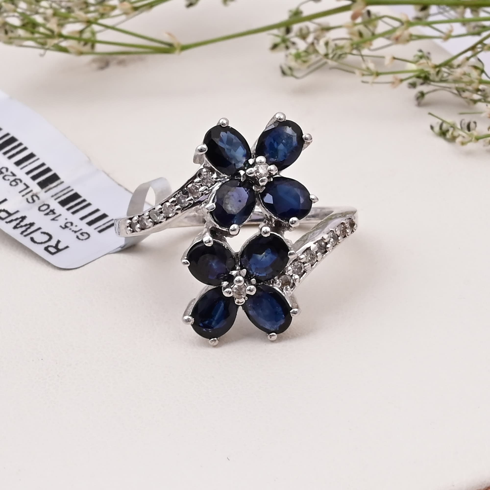 Midnight Sapphire Bloom Ring