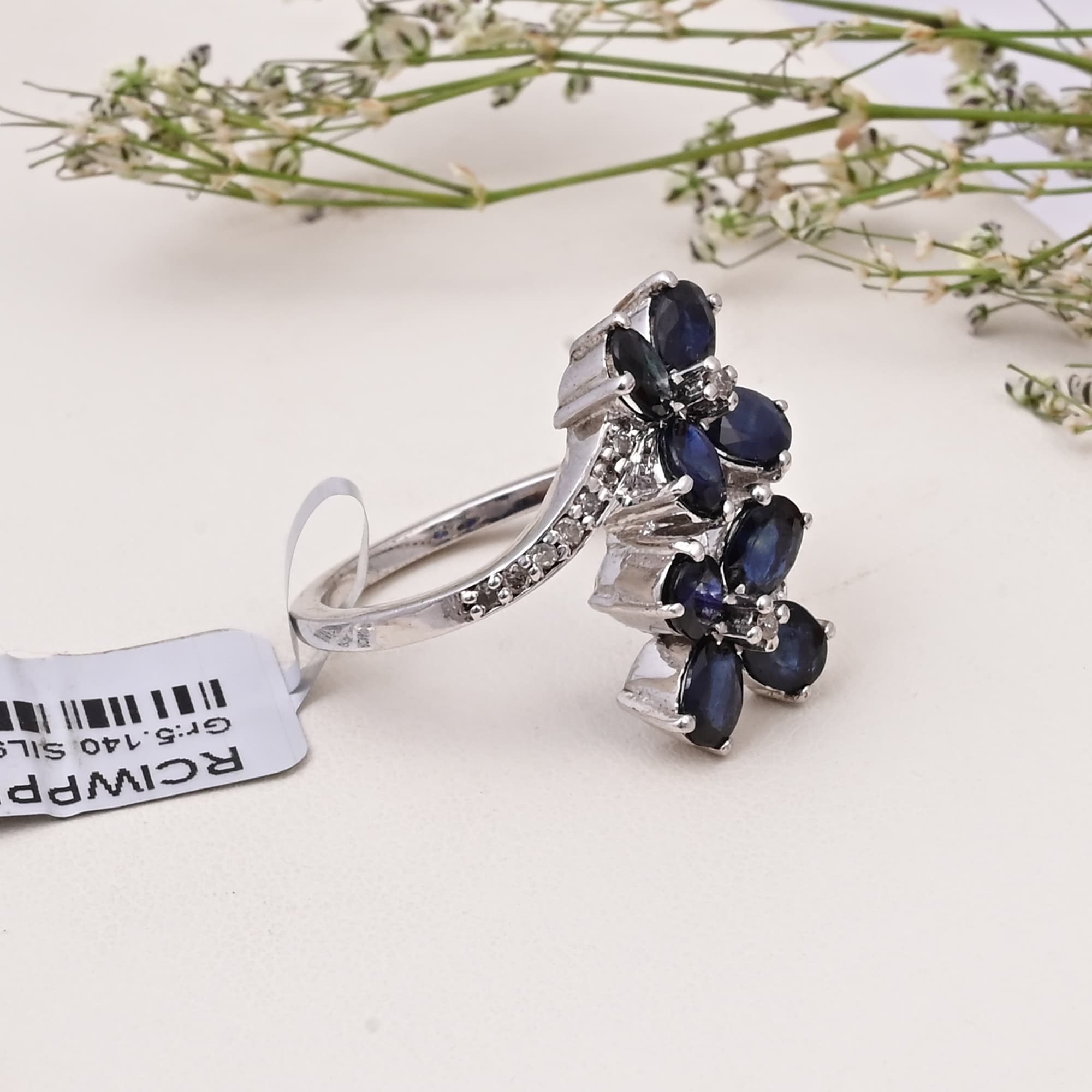 Midnight Sapphire Bloom Ring alternate view