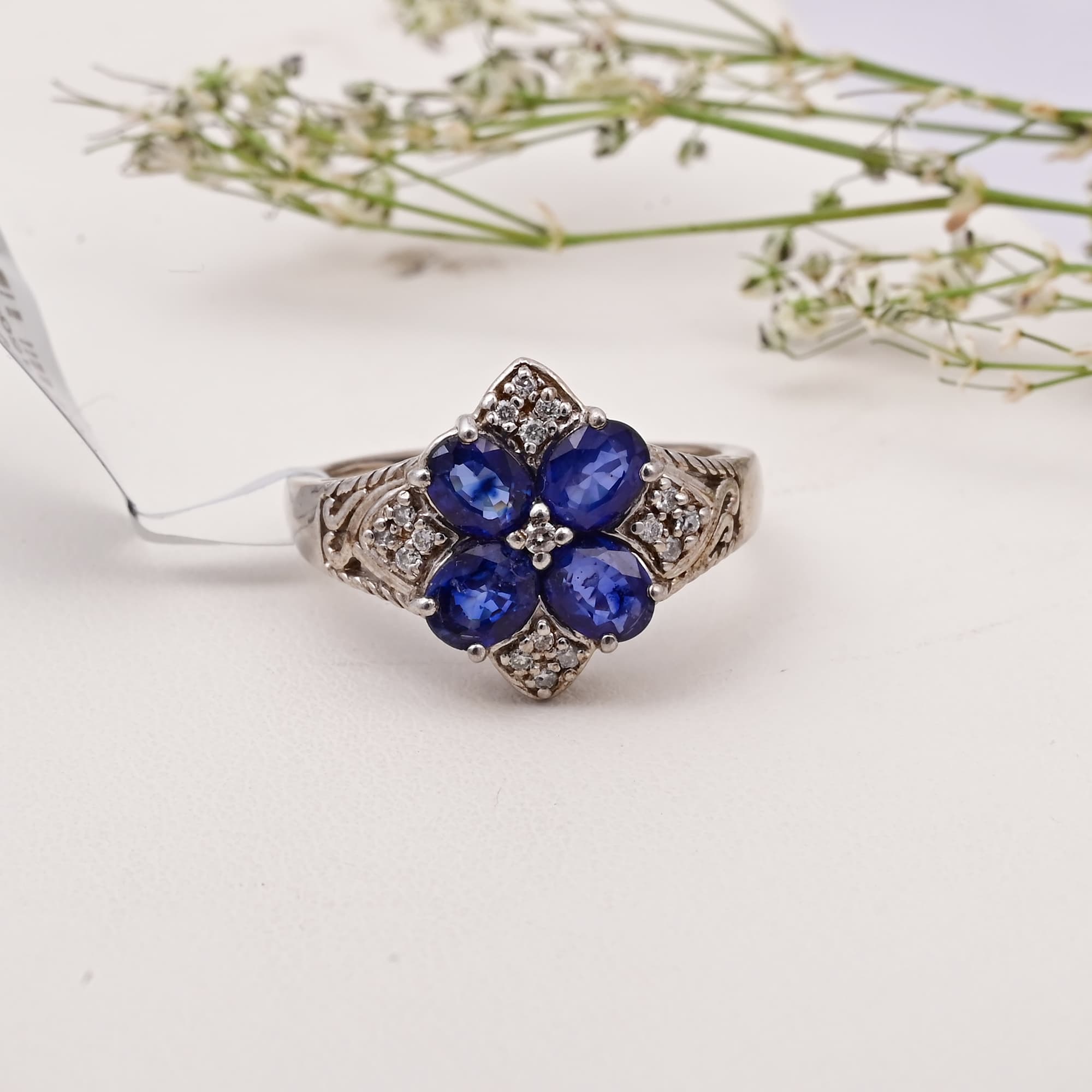 Sapphire Blossom Heritage Ring