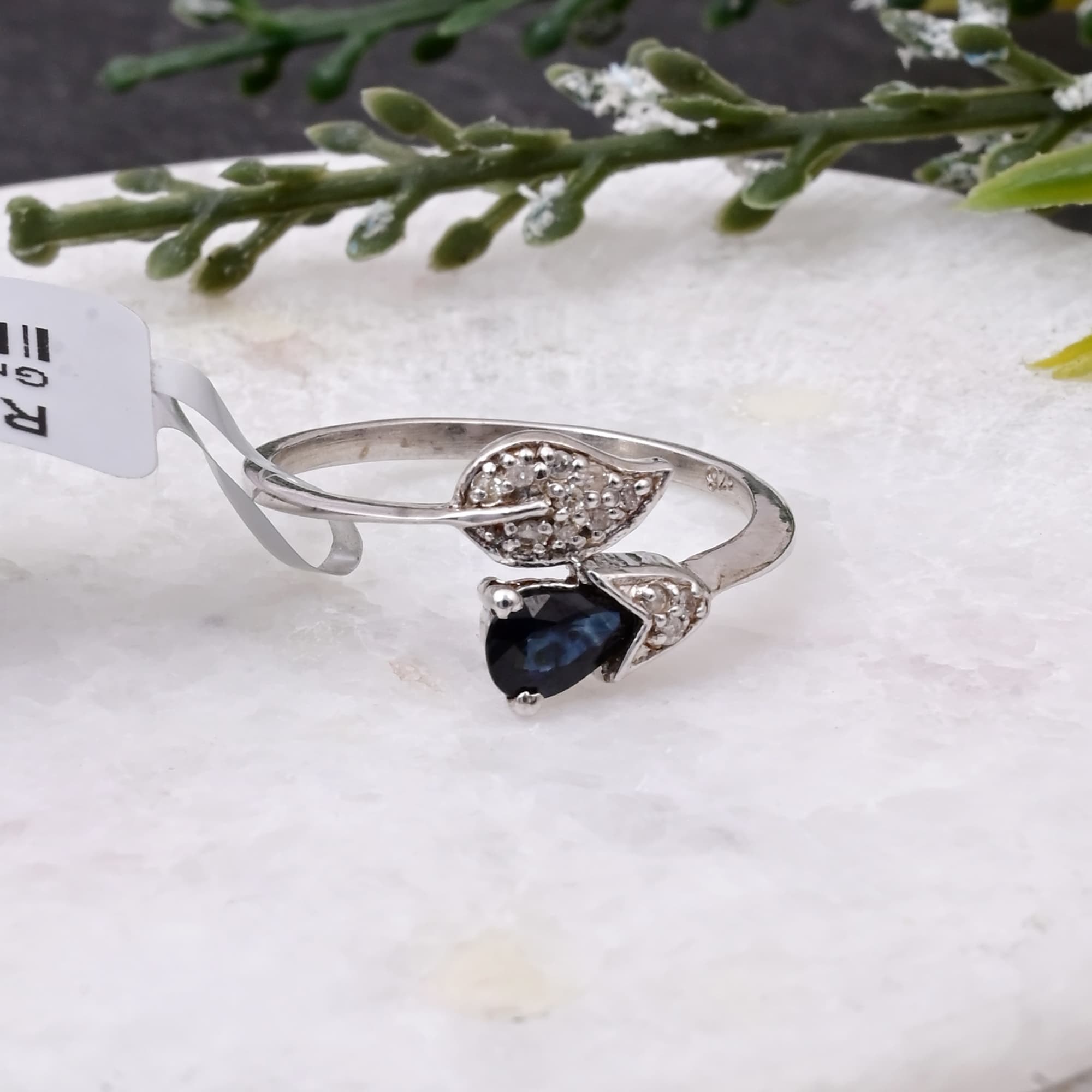 Sapphire Leaf Whisper Ring