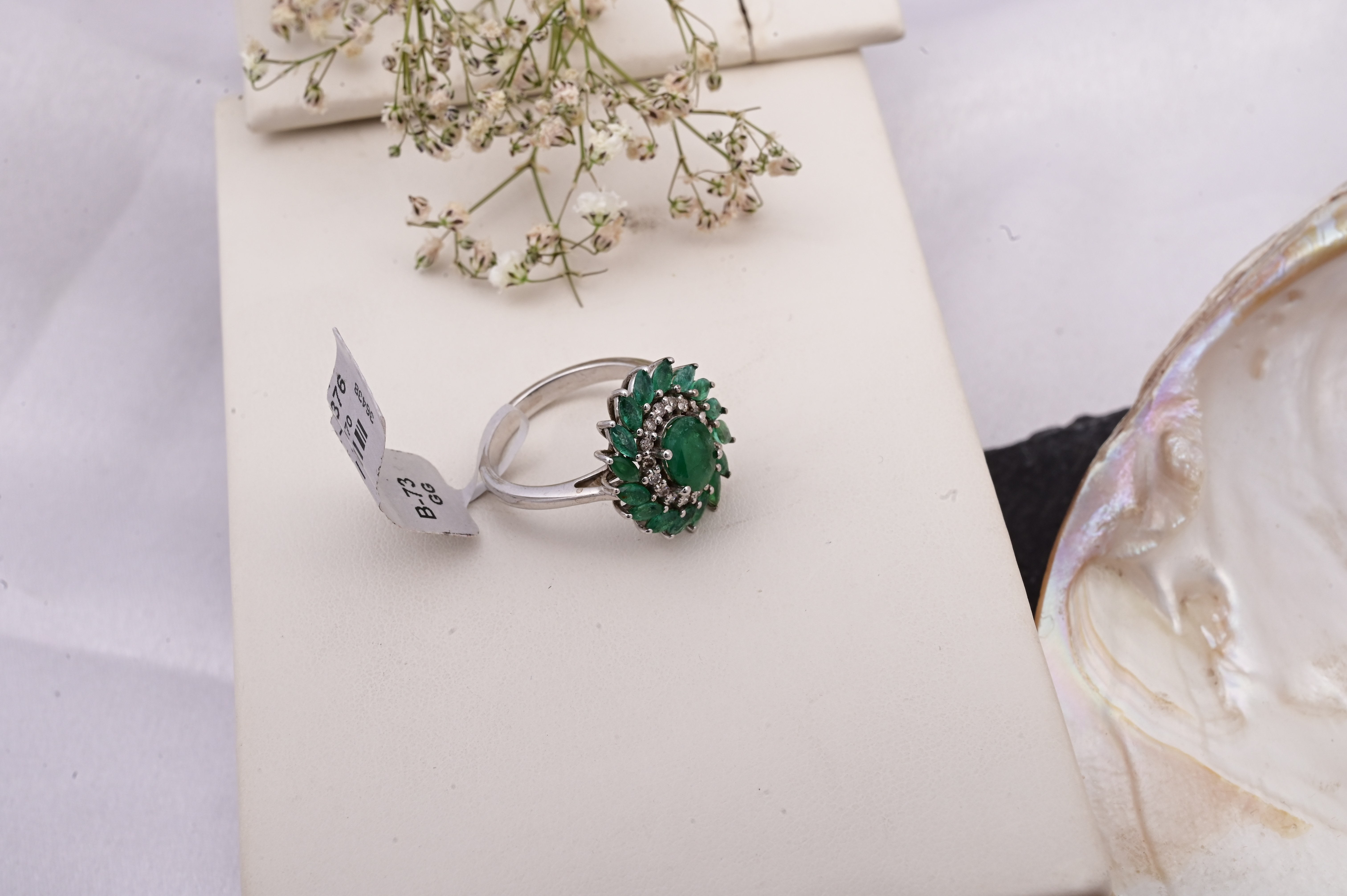 Emerald Blossom Halo Ring