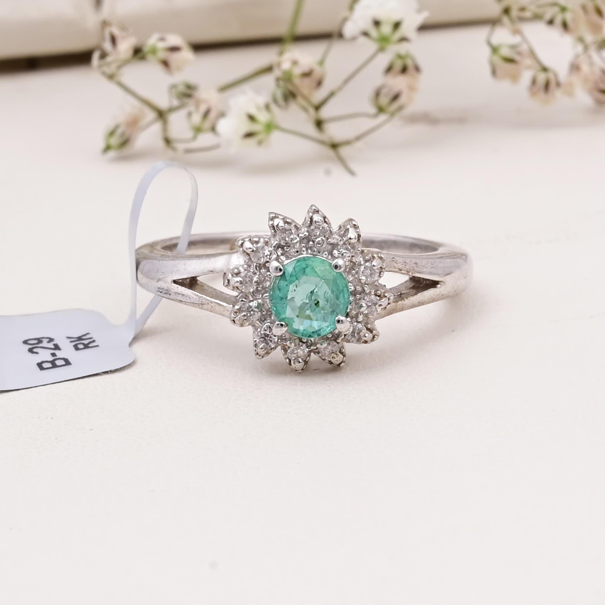 Emerald Bloom Halo Ring