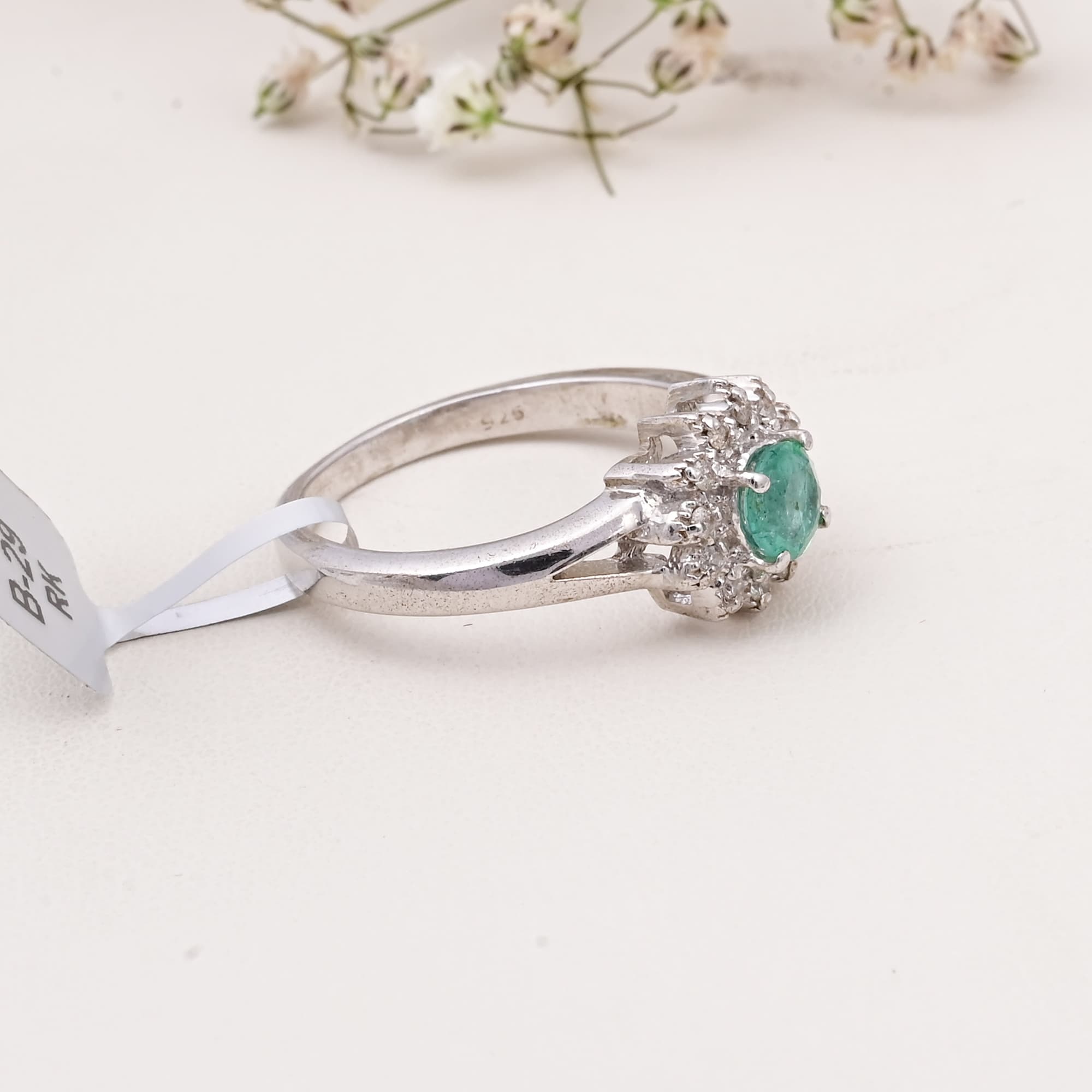 Emerald Bloom Halo Ring alternate view