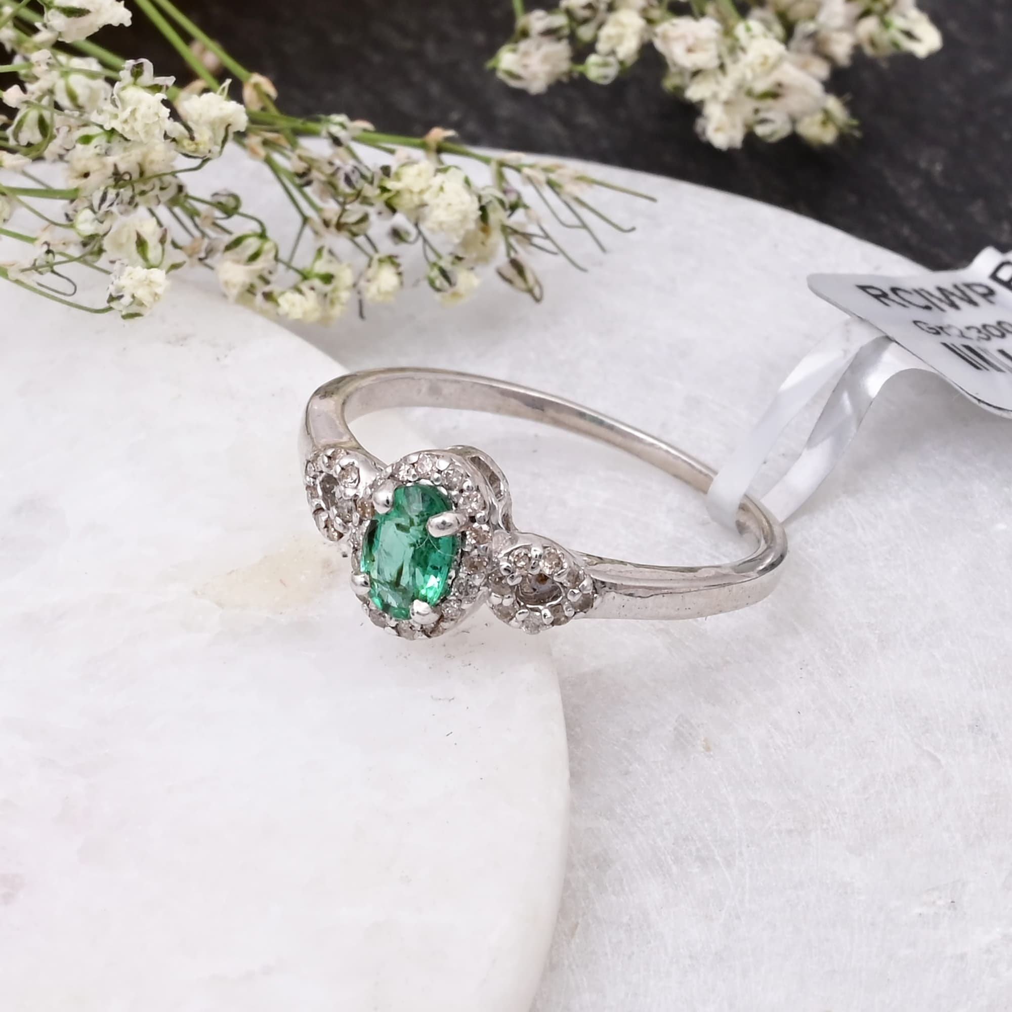 Emerald Halo Whisper Ring