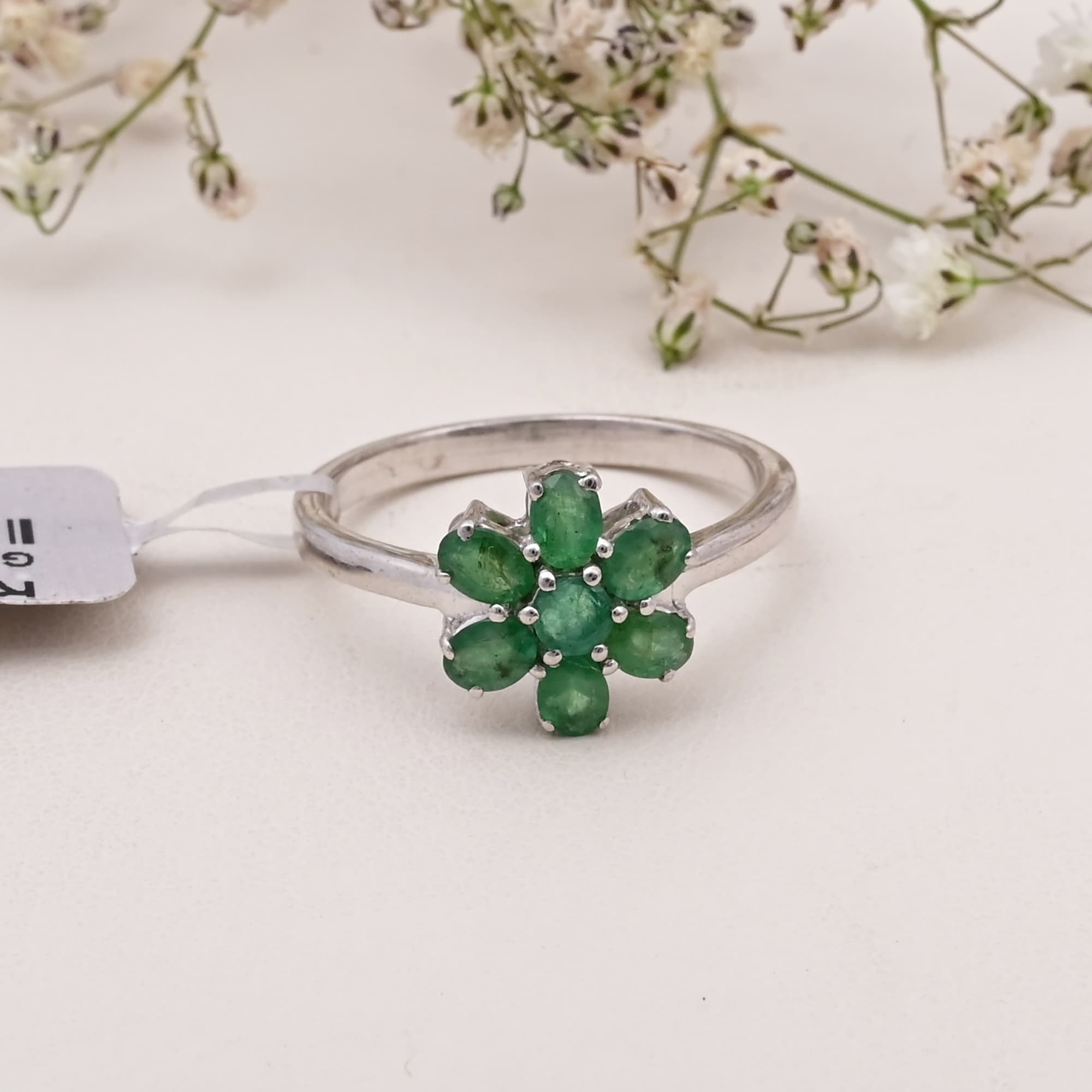 Emerald Blossom Floral Ring