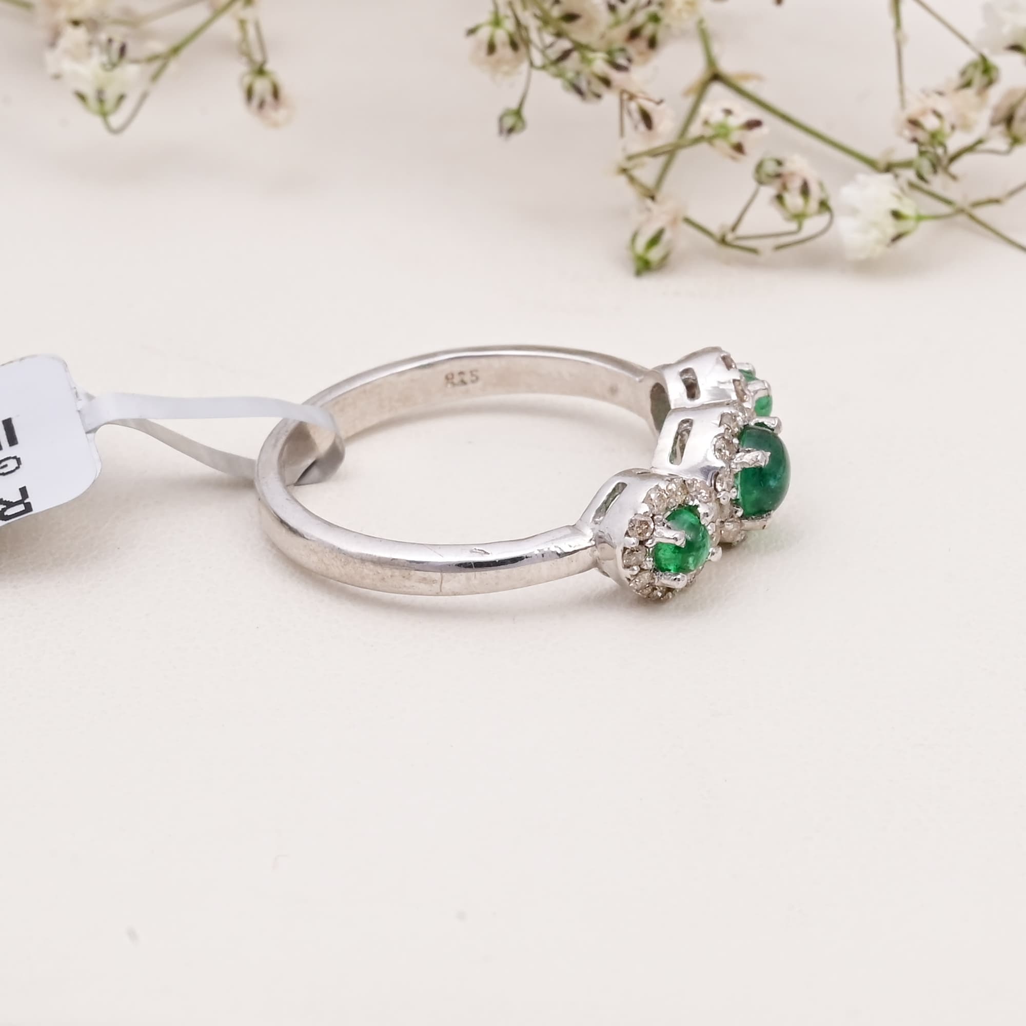 Trinity Emerald Halo Ring