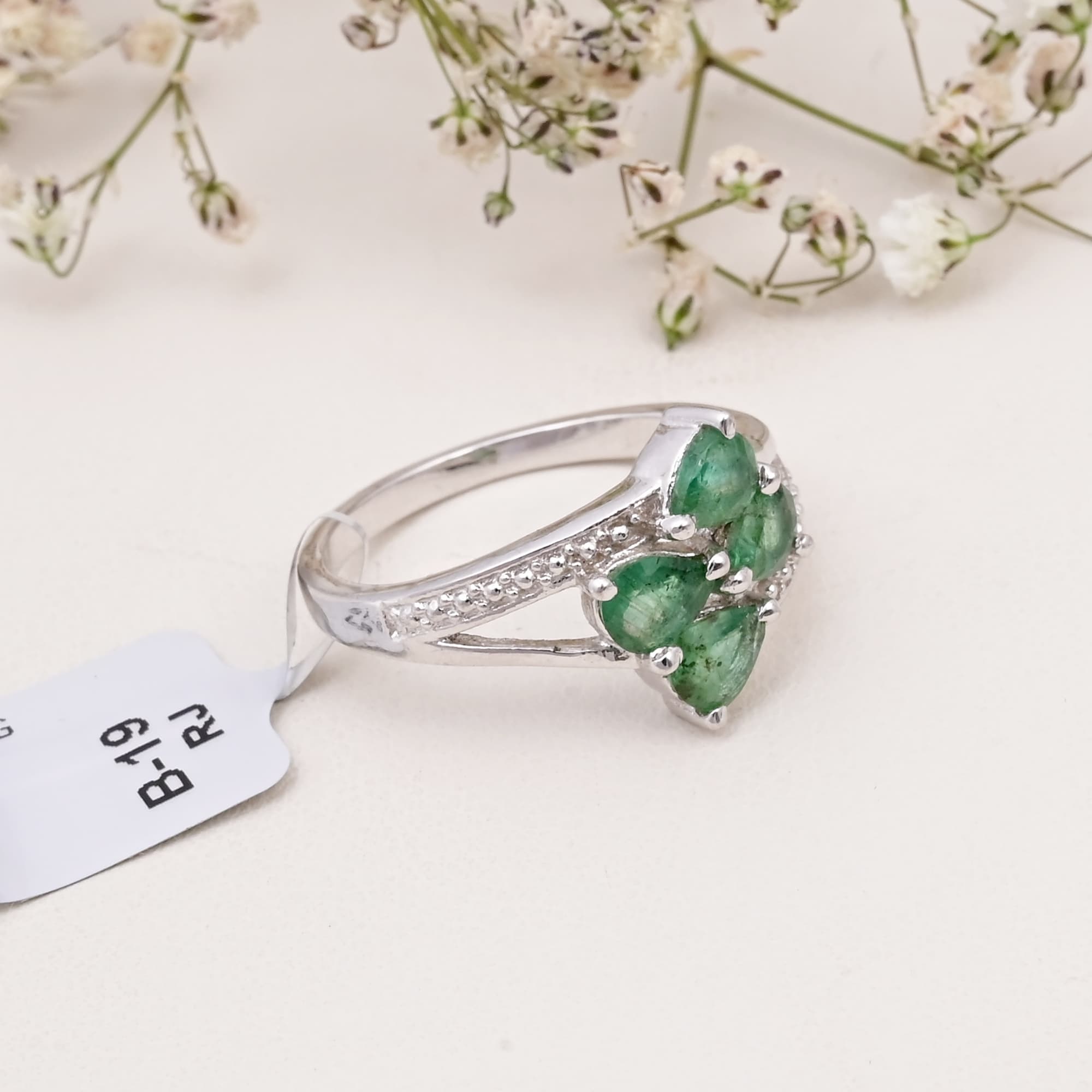Emerald Leaf Cluster Ring alternate view