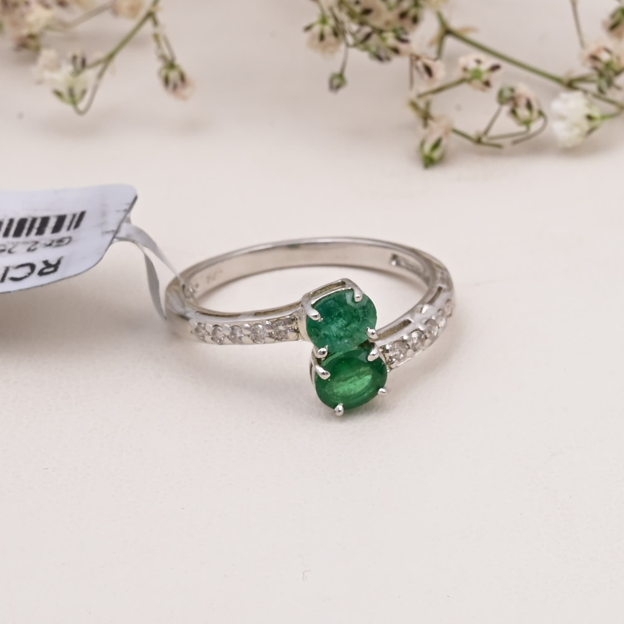 Twin Emerald Bypass Ring