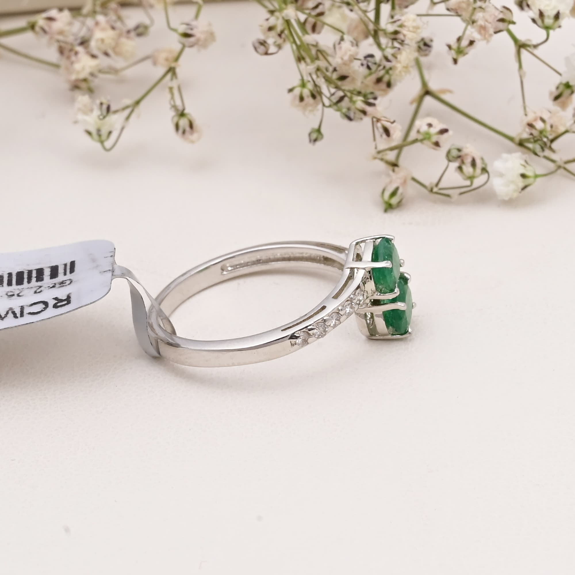 Twin Emerald Bypass Ring alternate view