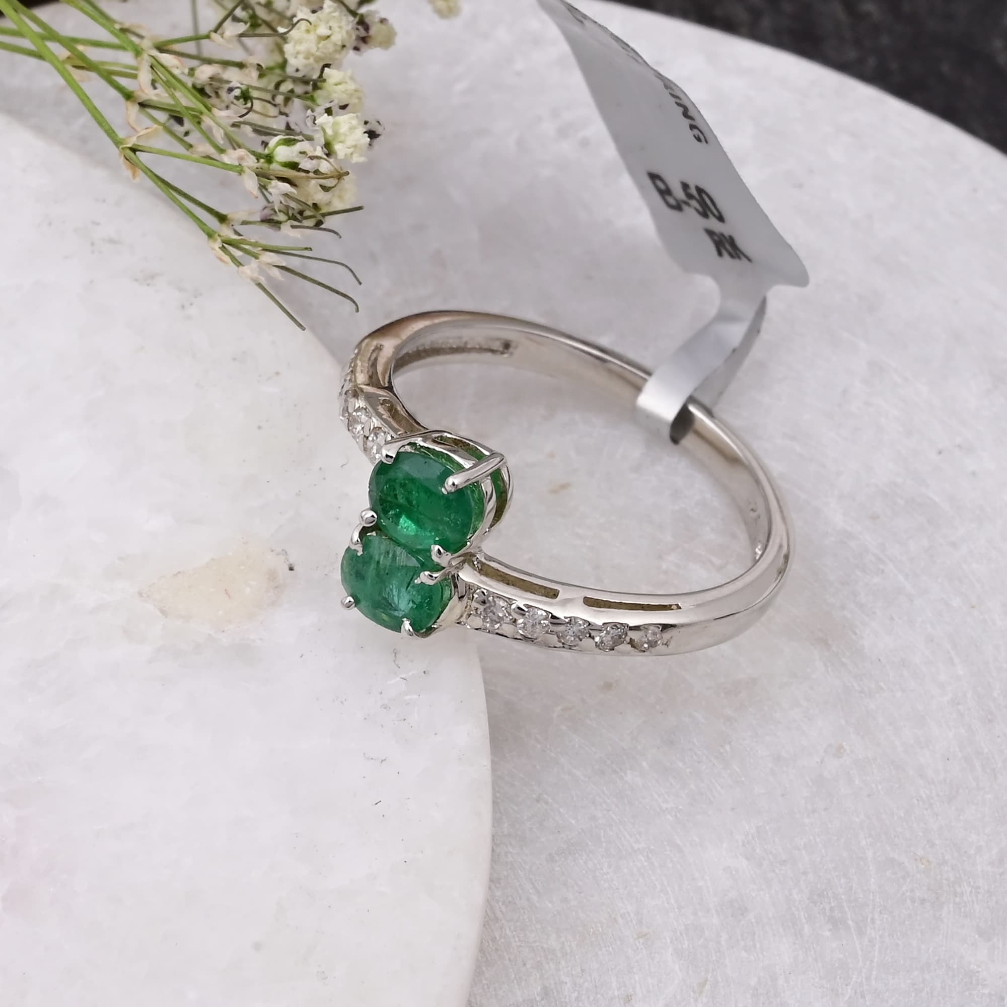 Twin Emerald Bypass Ring