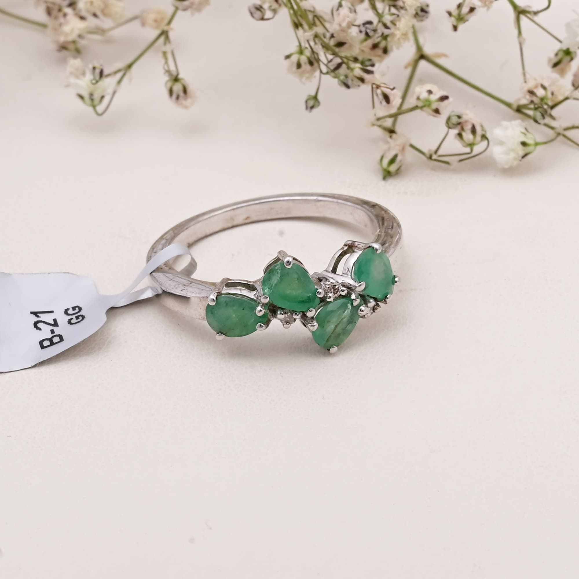 Emerald Blossom Diamond Ring
