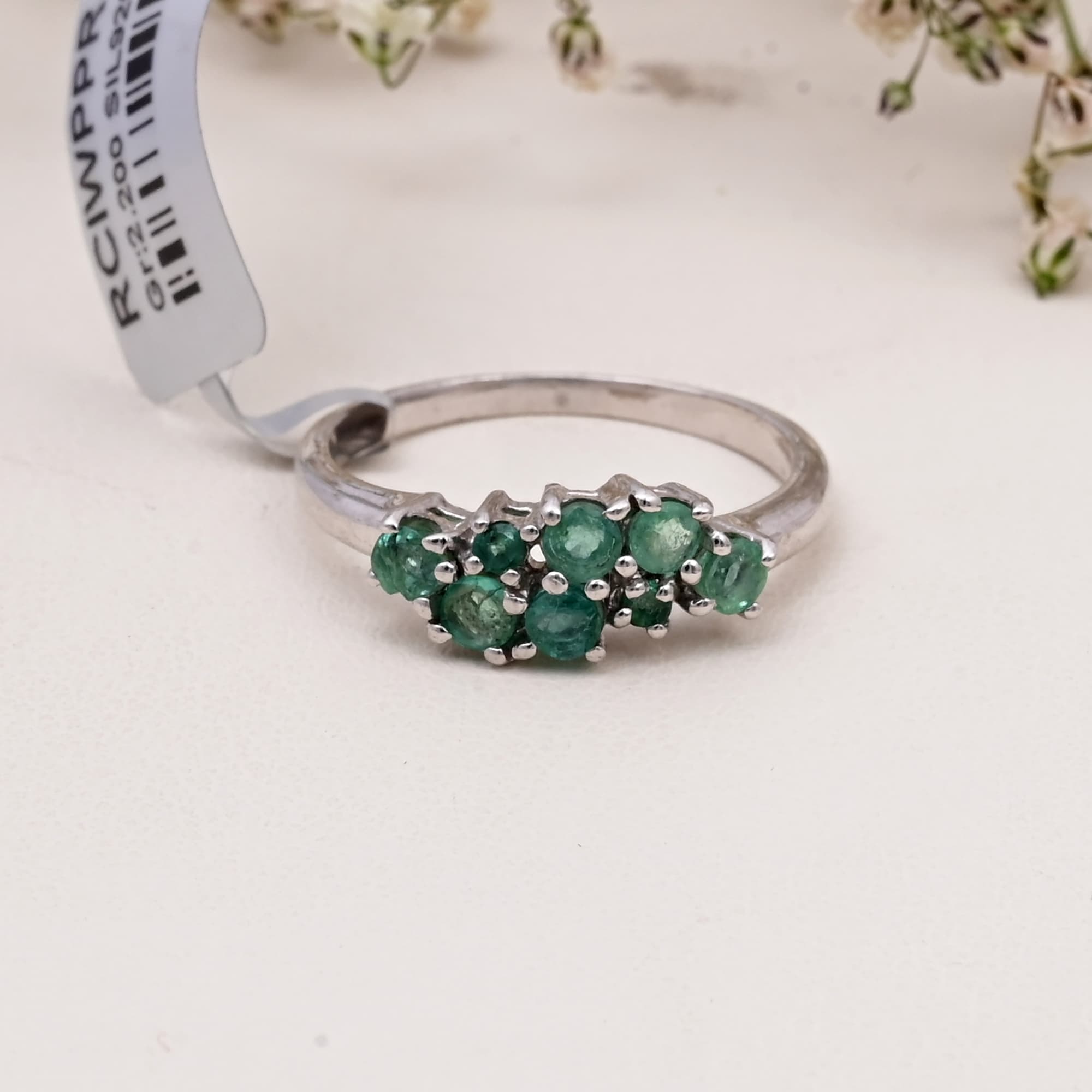 Emerald Blossom Cluster Ring