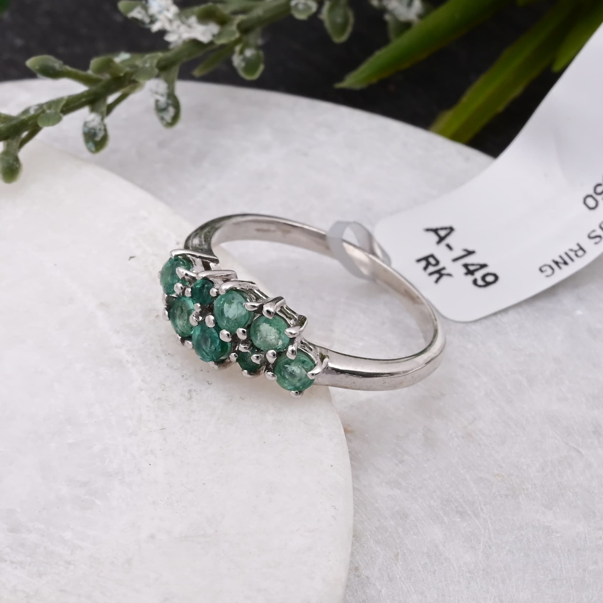 Emerald Blossom Cluster Ring