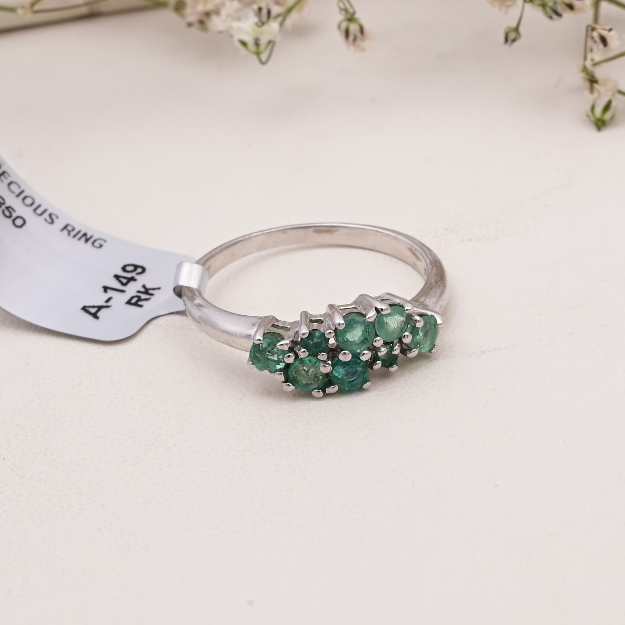 Emerald Blossom Cluster Ring