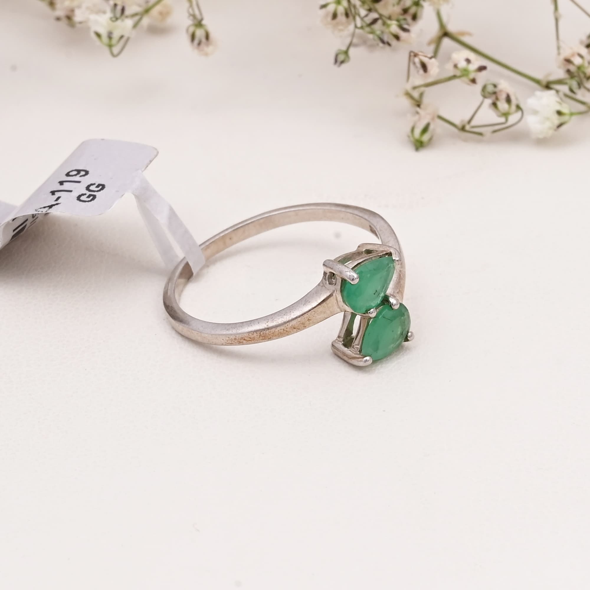 Emerald Twin Teardrop Ring alternate view