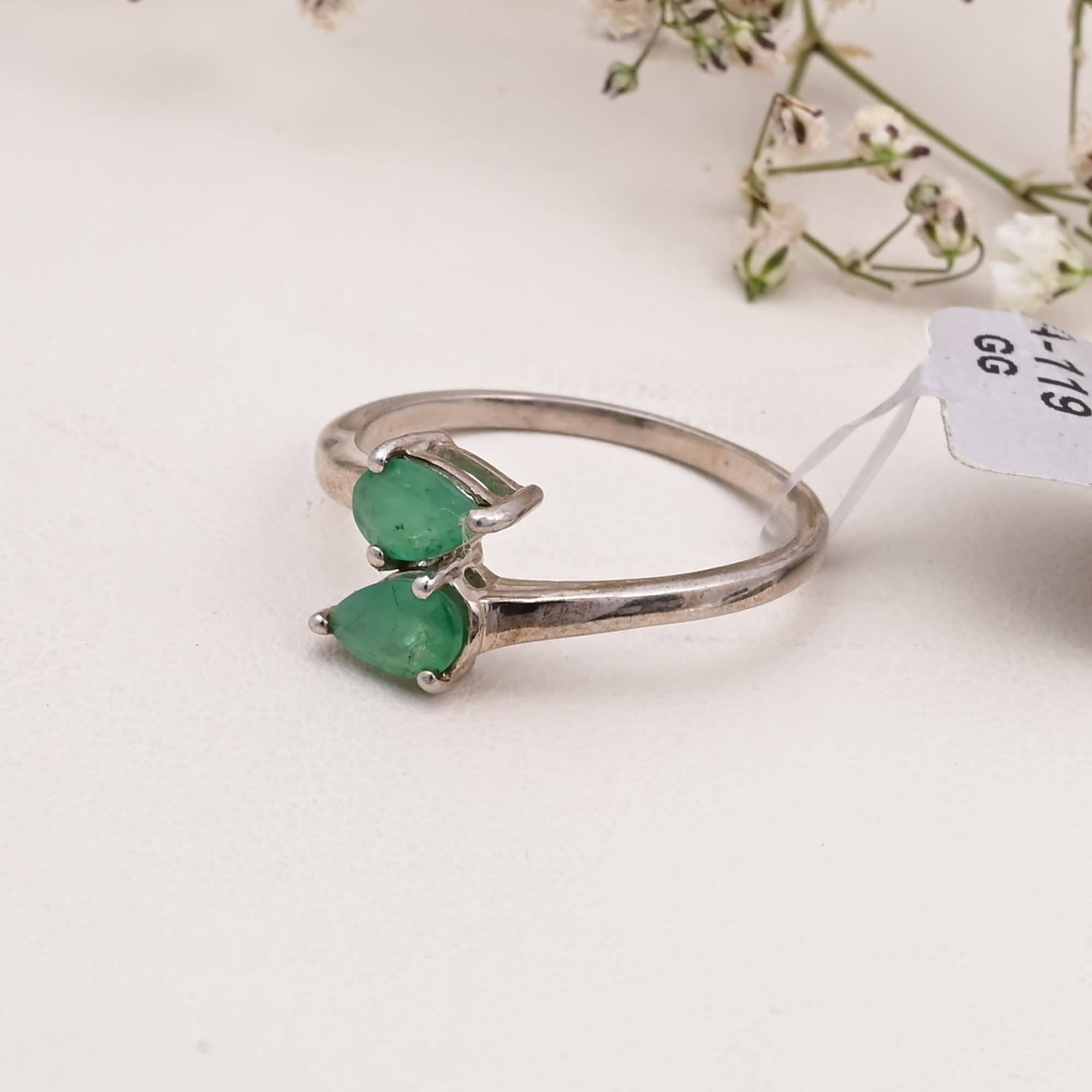 Emerald Twin Teardrop Ring