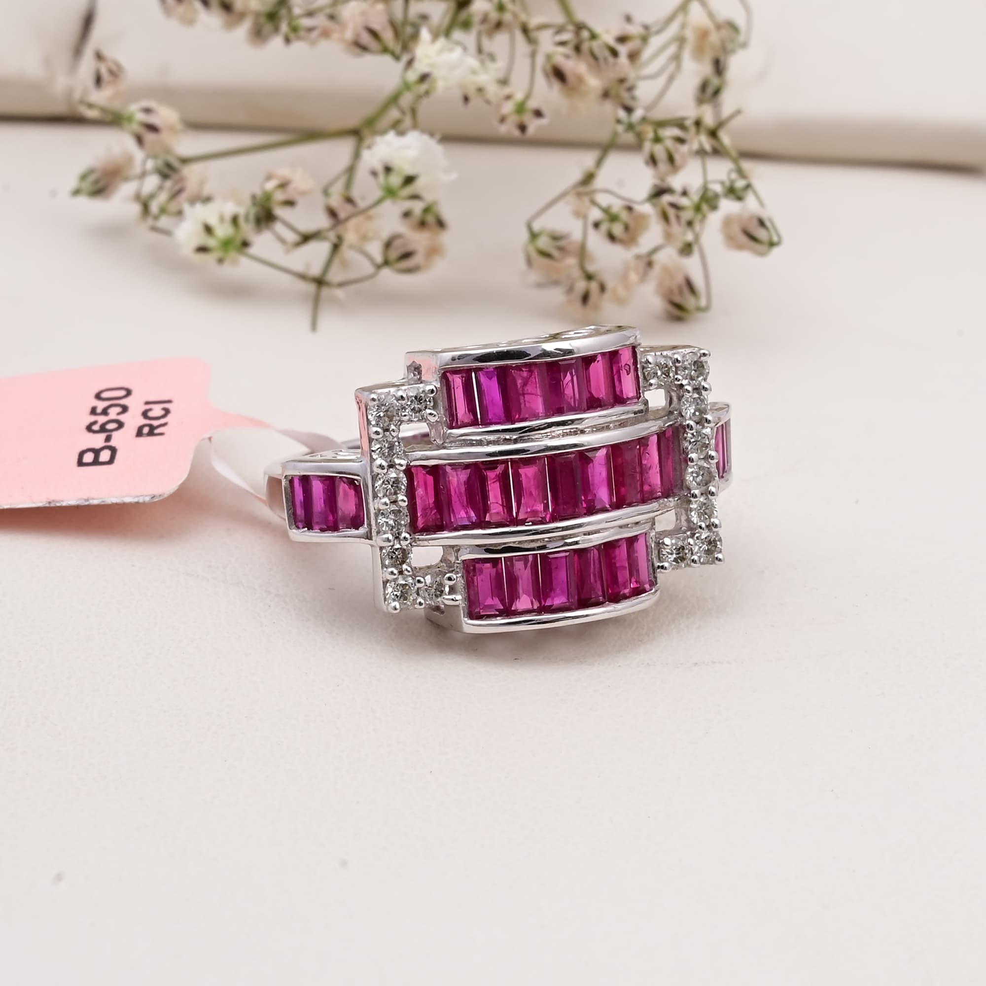 Crimson Cascade Ruby Diamond Ring alternate view