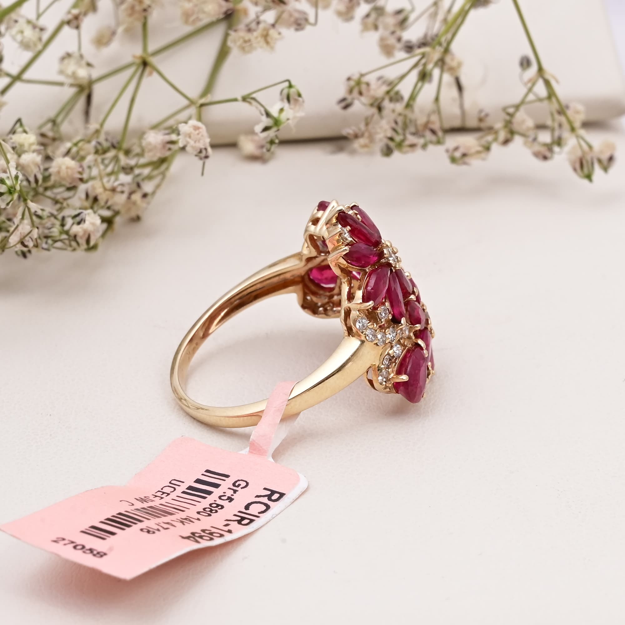 Ruby Blossom Bouquet Ring alternate view