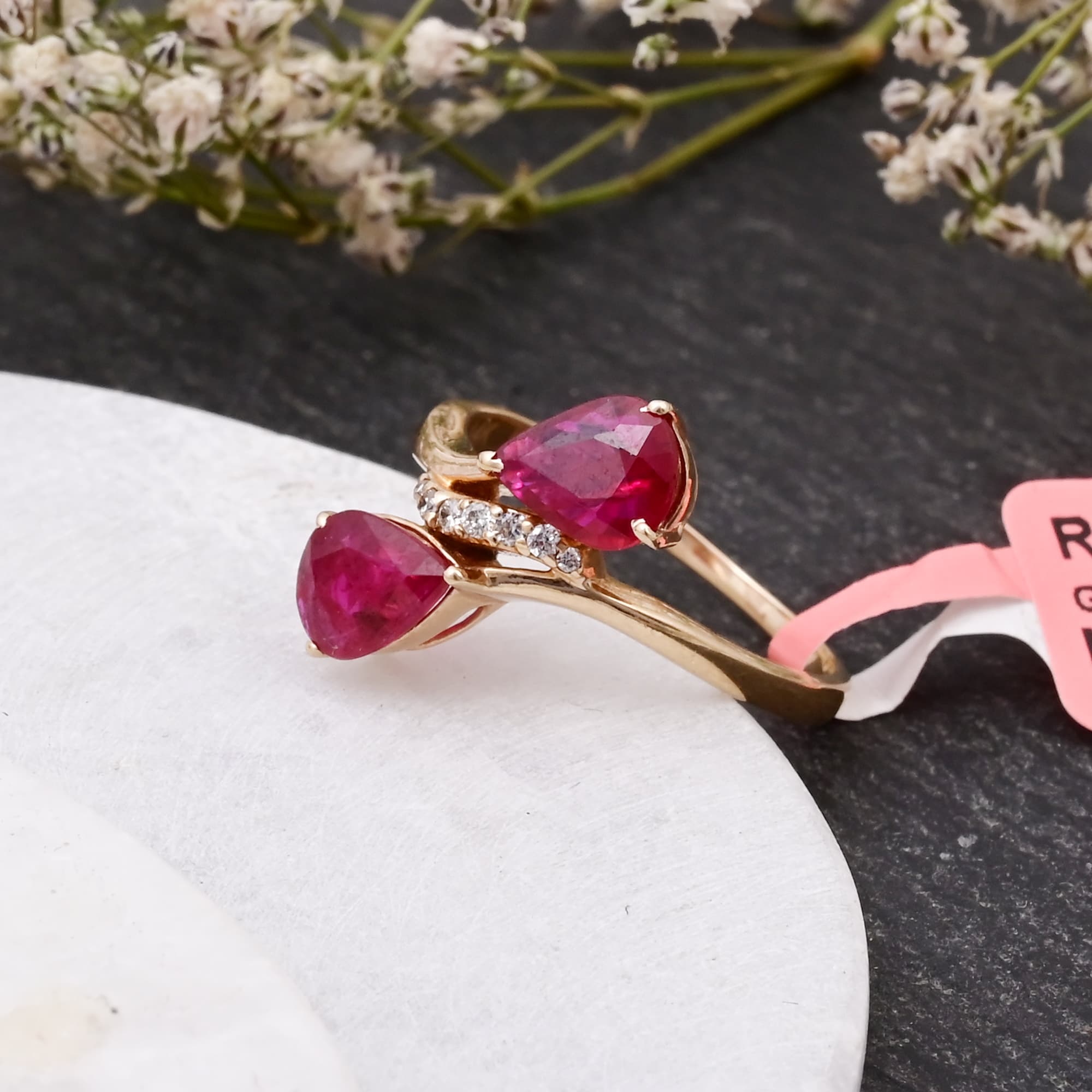 Twin Flame Ruby Bypass Ring alternate view