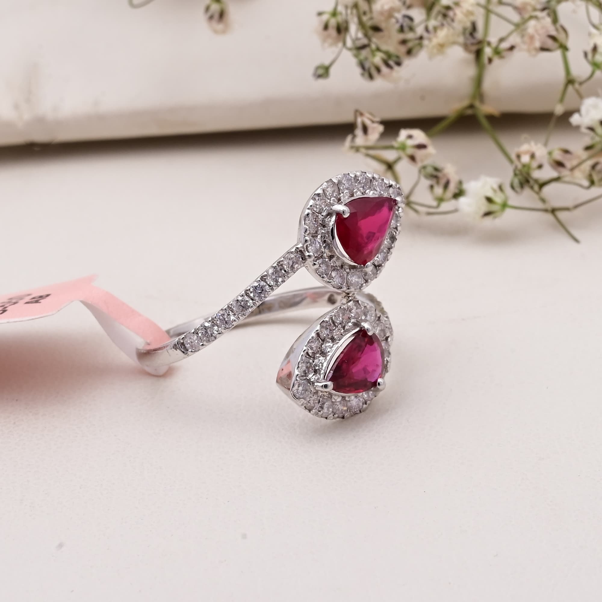 Twin Halo Ruby Open Ring alternate view