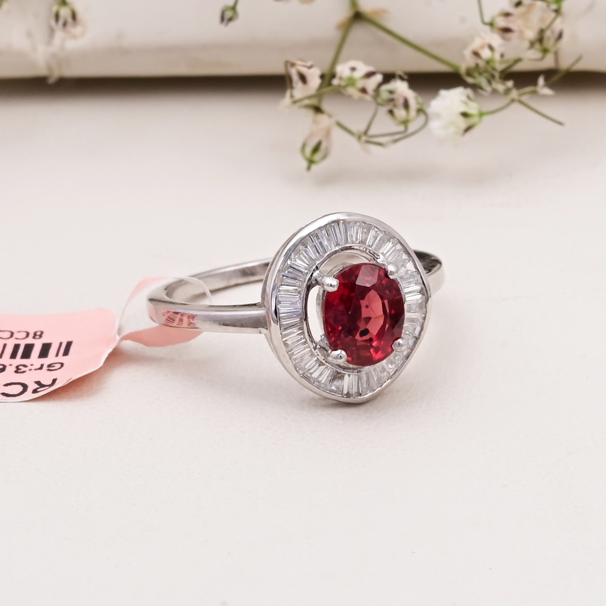 Royal Ruby Baguette Halo Ring alternate view