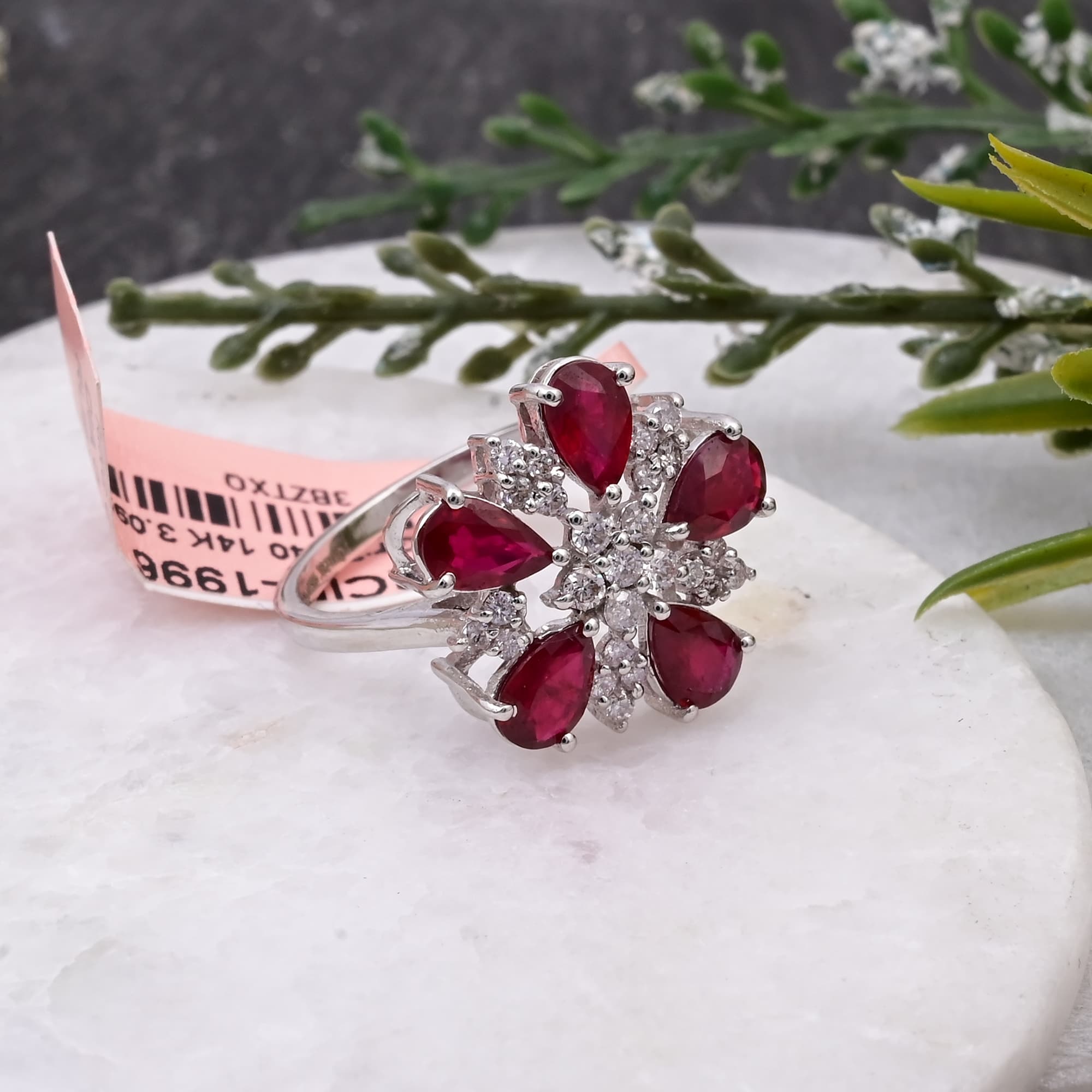 Ruby Blossom Diamond Floral Ring